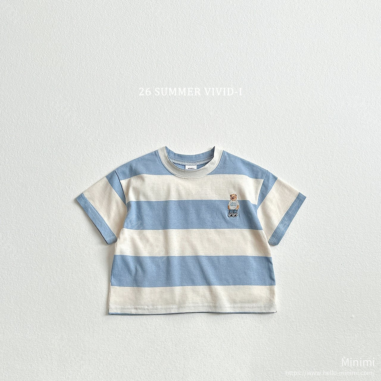 VIVID-I Thick Stripe Bear Embroidery T-Shirt 細節圖 3