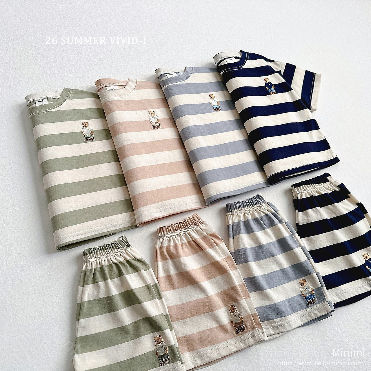 VIVID-I Bear Embroidery Striped Set 細節圖 1