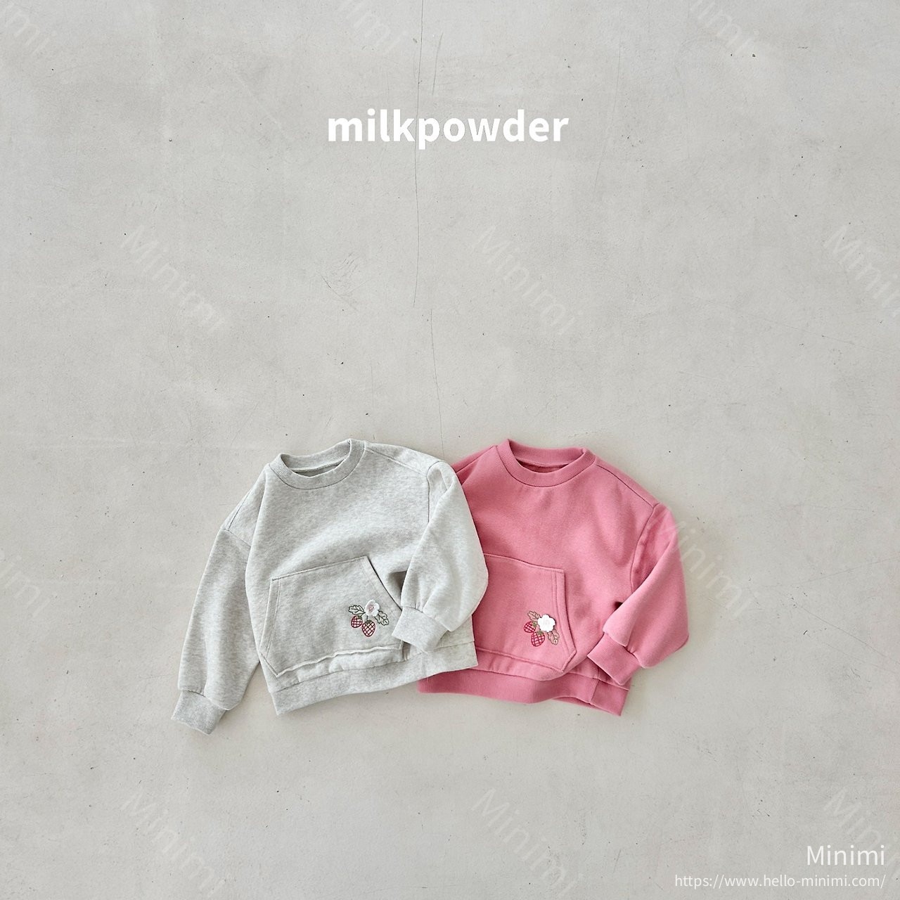 milkpowder Strawberry Pocket Sweatshirt - 韓國童裝代購主圖