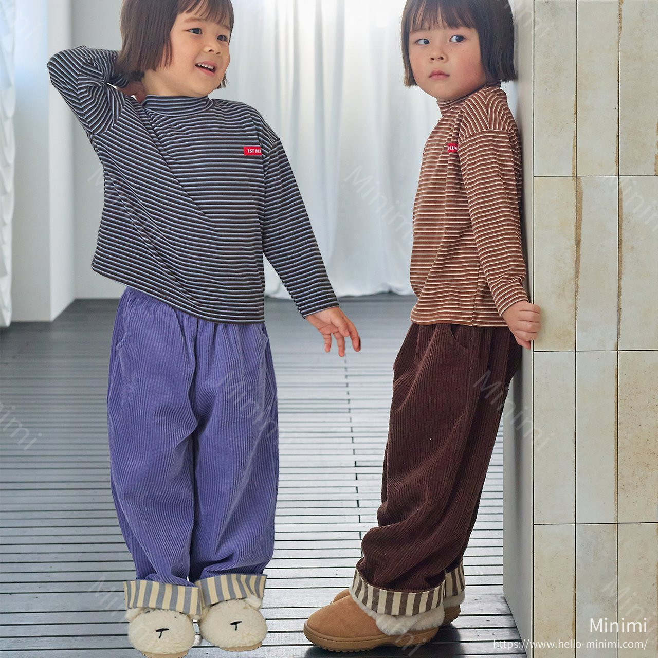 1st BLUE Corduroy Cabra Pants 韓國童裝現貨