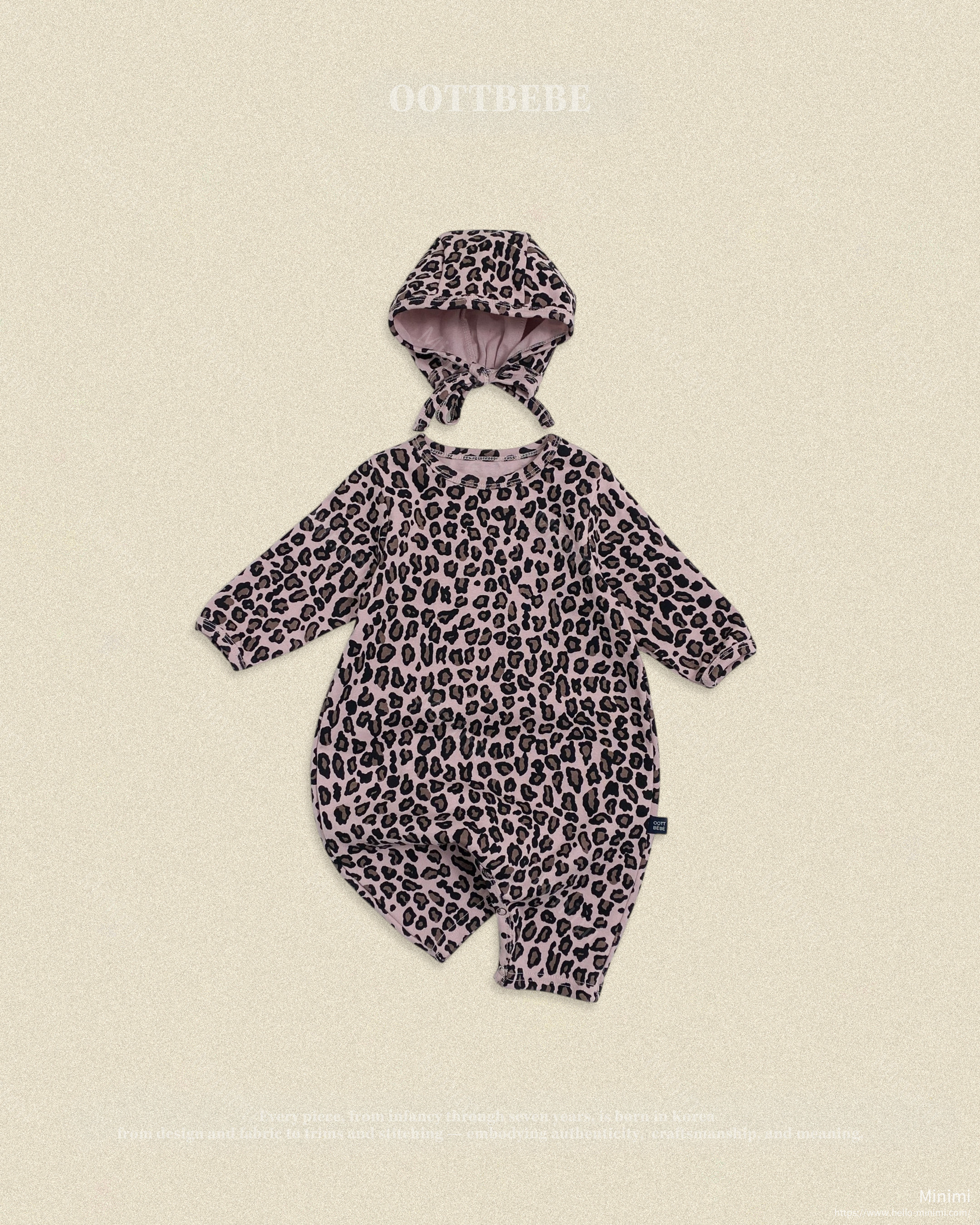 oott bebe Little Leopard Full Bodysuit + Bonnet Set 細節圖 3