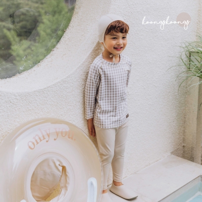 [UPF50+] Koongs Koongs [Two-Piece] Bay Check Rash Guard Set