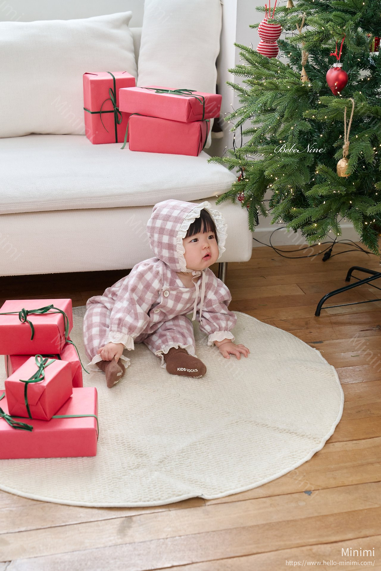 bebe nine Loopy Check Frill Romper 細節圖 11
