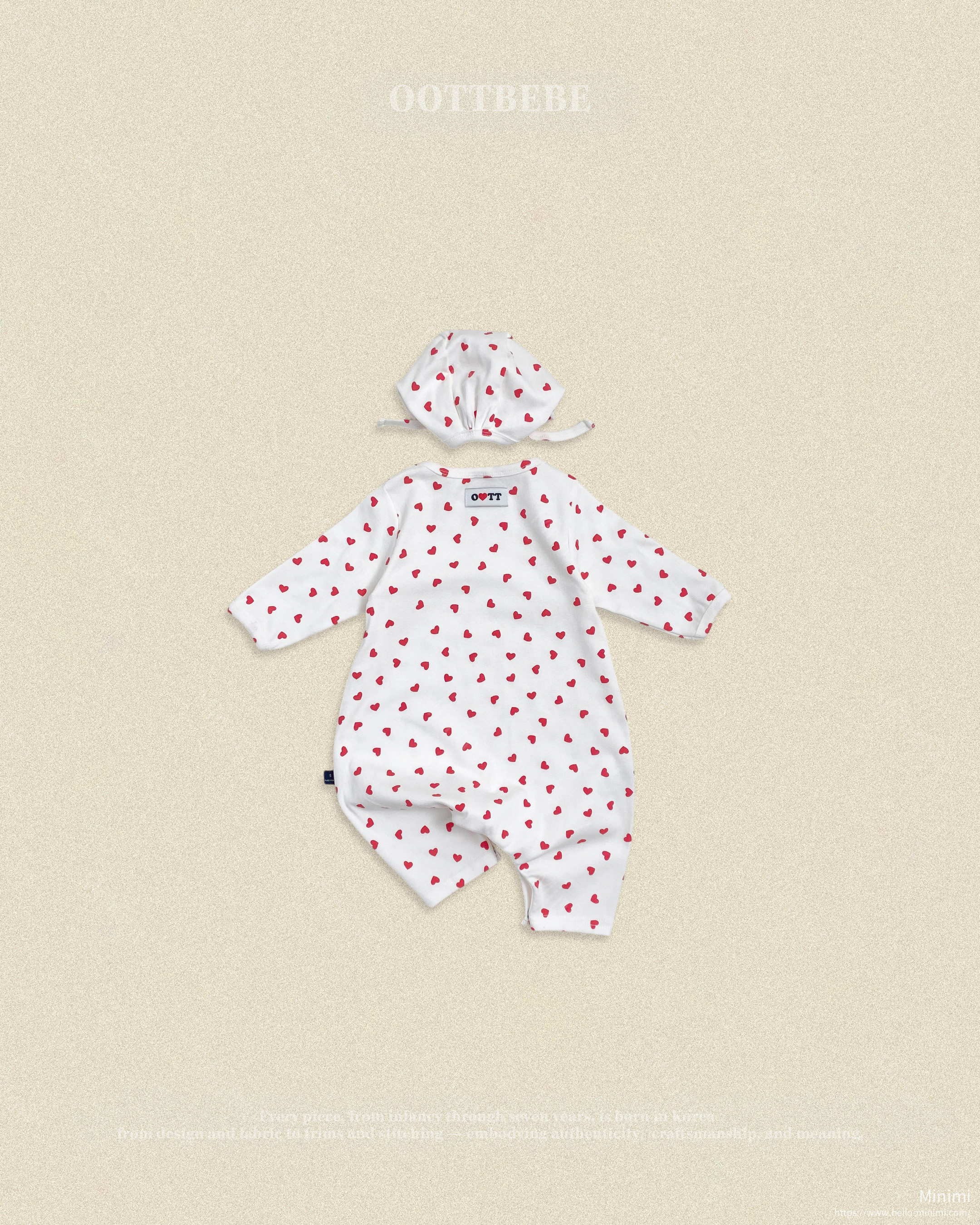 oott bebe Petite Heart Full Bodysuit + Bonnet Set 細節圖 5