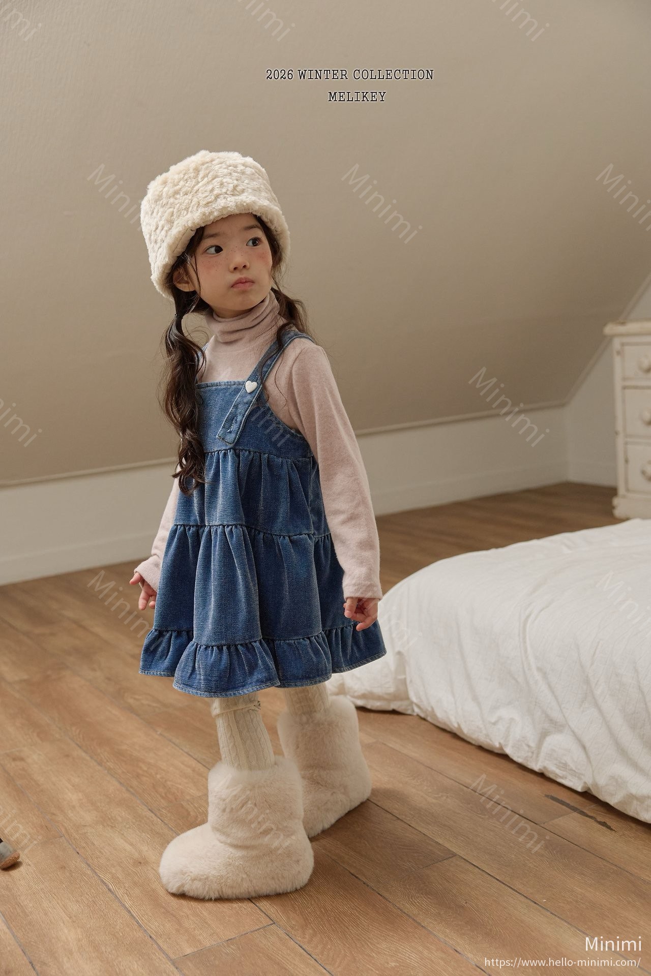 Melikey Tiered Velvet Denim Dress 細節圖 9