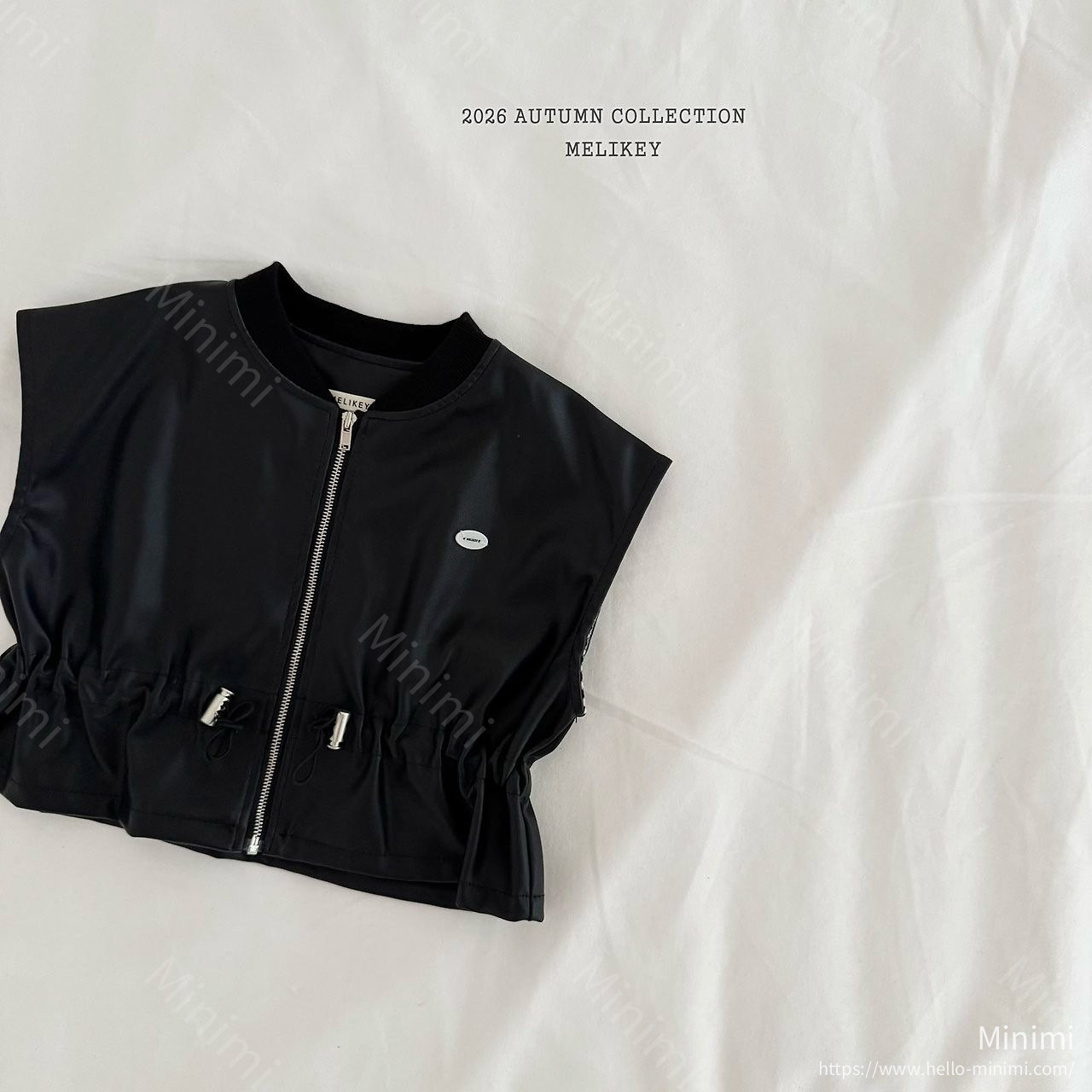 Melikey String Leather Vest - 韓國童裝代購主圖