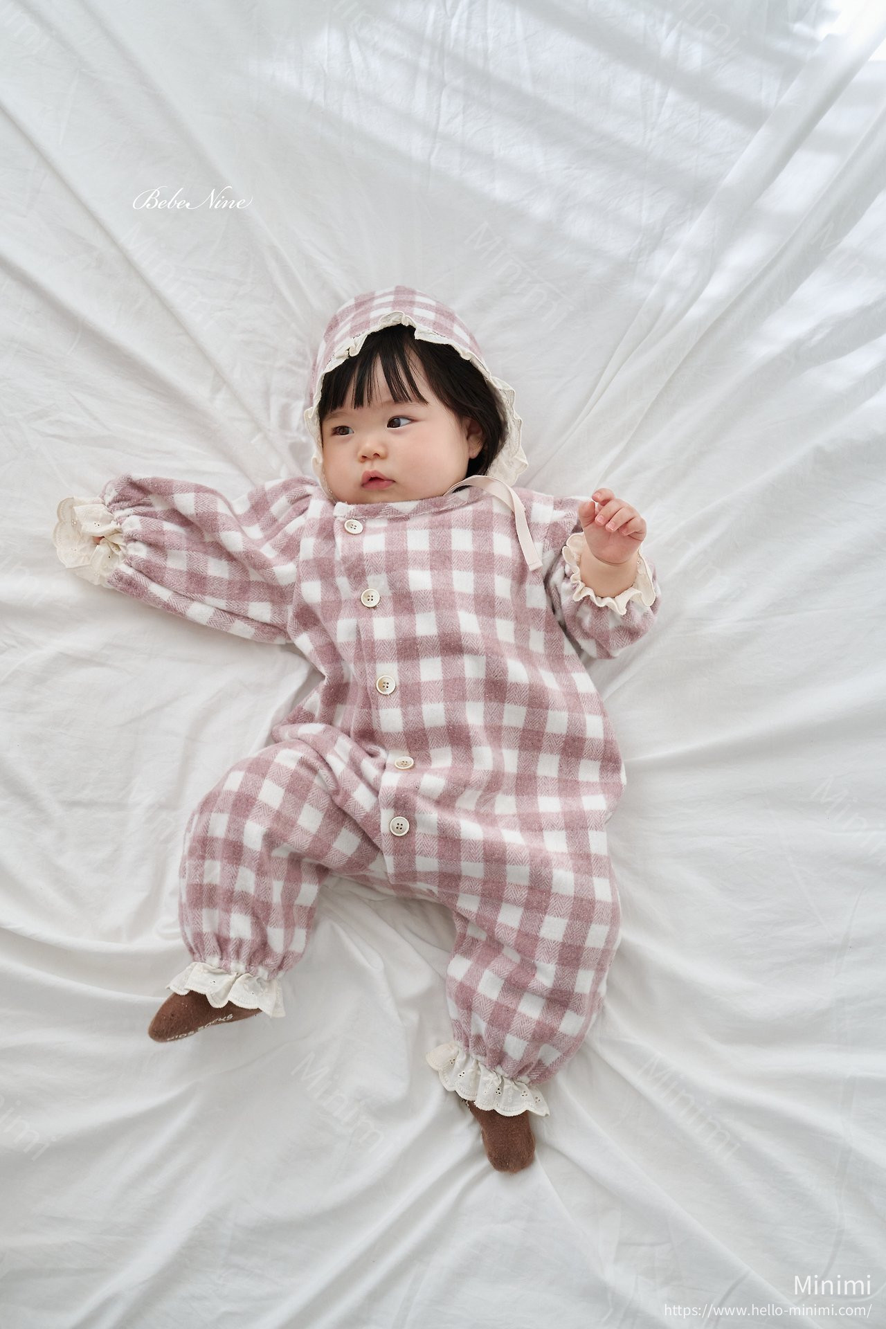 bebe nine Loopy Check Frill Romper 細節圖 13