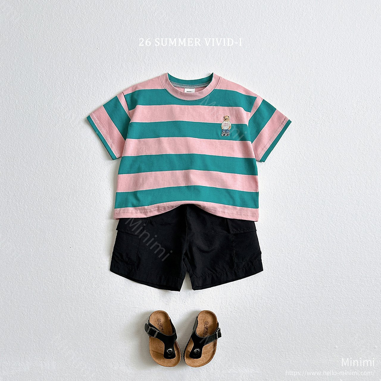 VIVID-I Thick Stripe Bear Embroidery T-Shirt 細節圖 15
