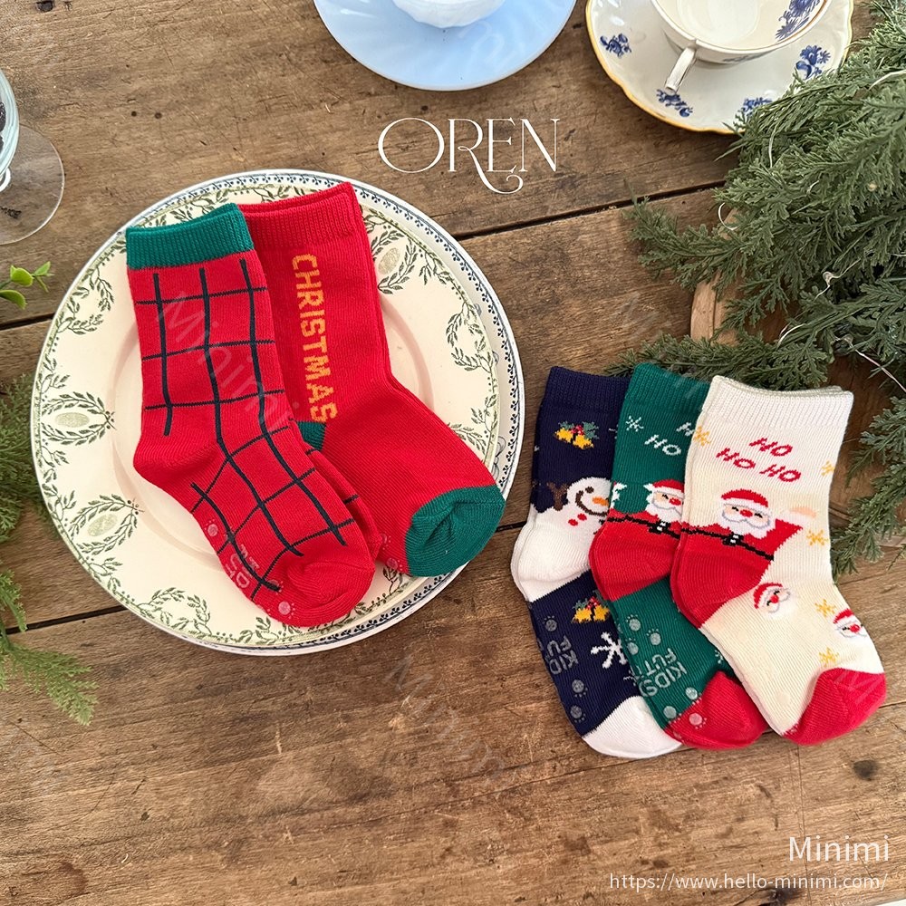 Oren Santa Socks 5-Piece Set - 韓國童裝代購主圖