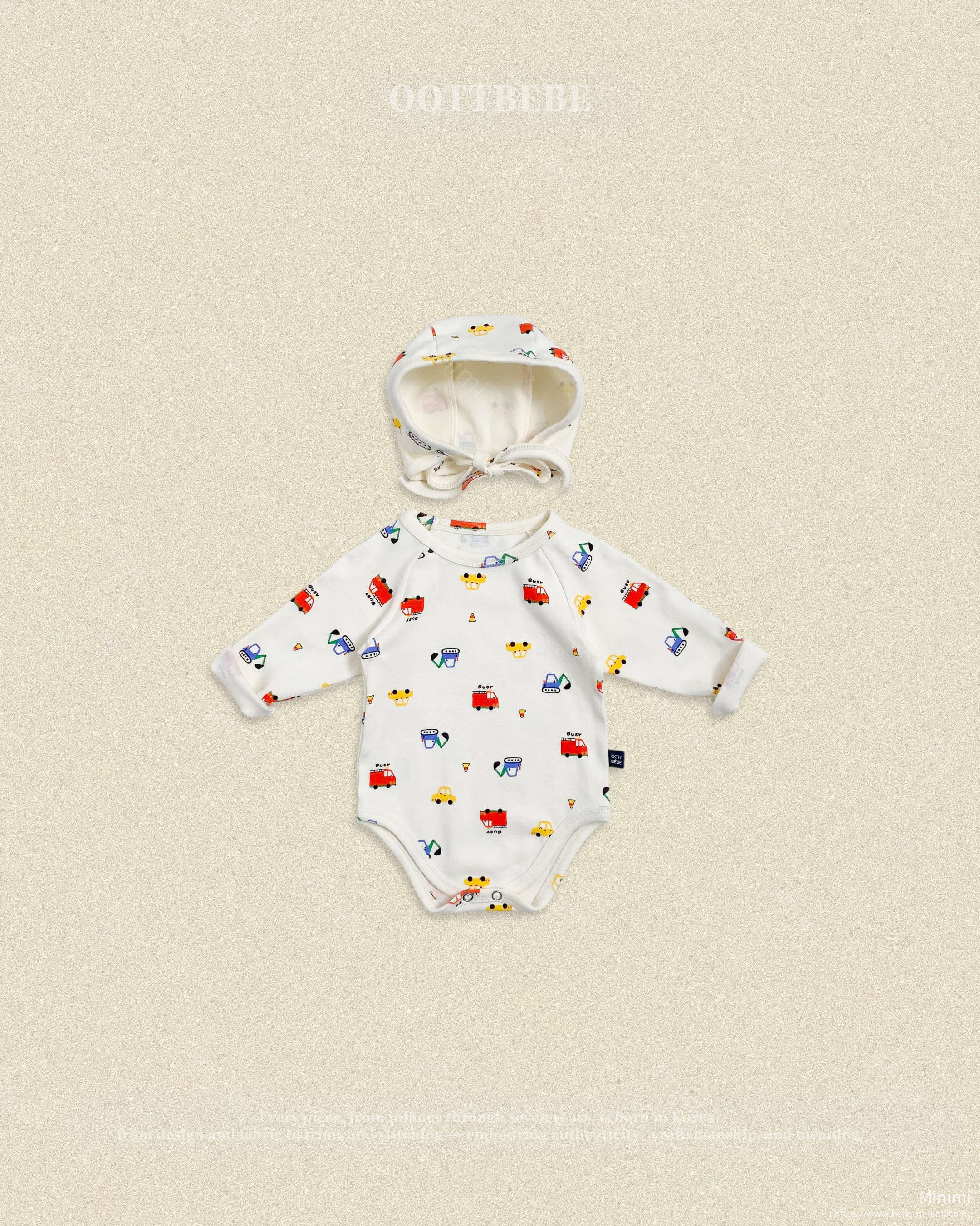 oott bebe Car Bodysuit + Bonnet Set 細節圖 1