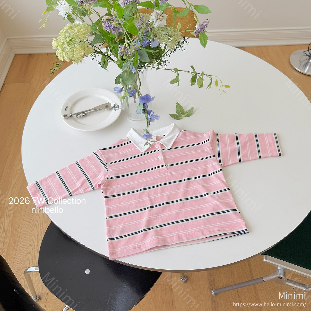 ninibello Milky Stripe Collar T-shirt 細節圖 5