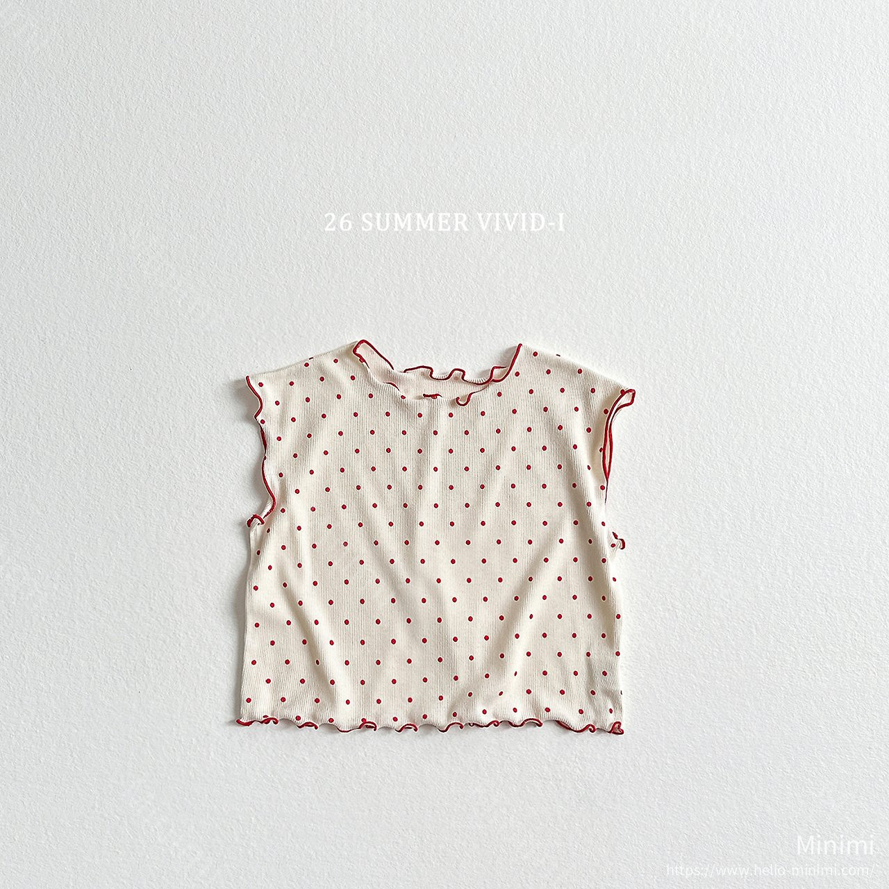 VIVID-I Strawberry Dot Fluted T-Shirt 細節圖 3