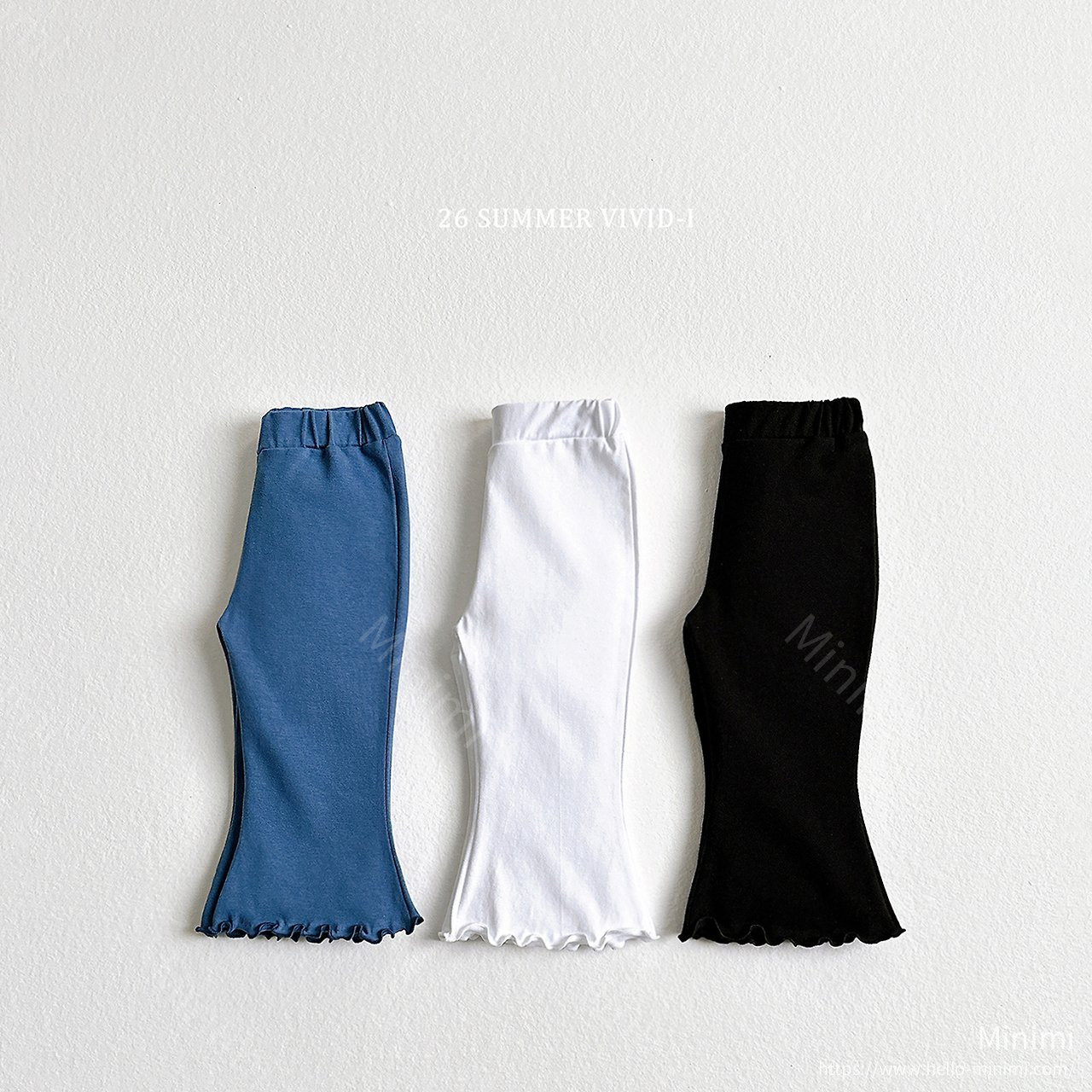 VIVID-I Spandex Fluted Cropped Pants - 韓國童裝代購主圖