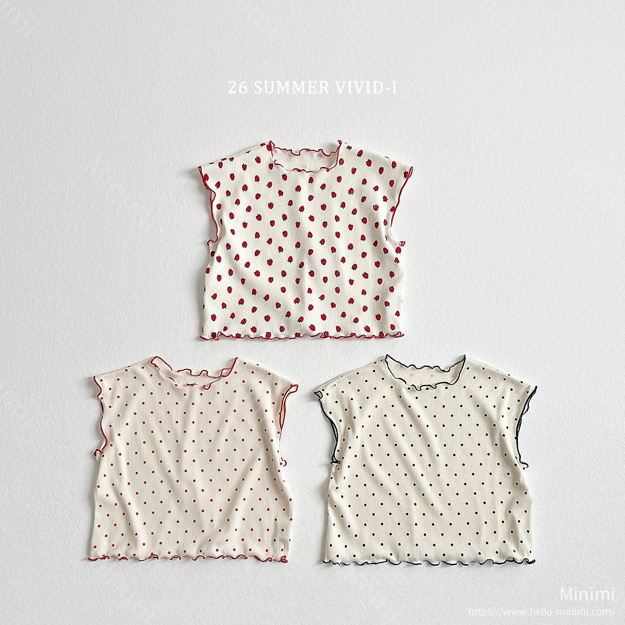 Strawberry Dot Fluted T-Shirt