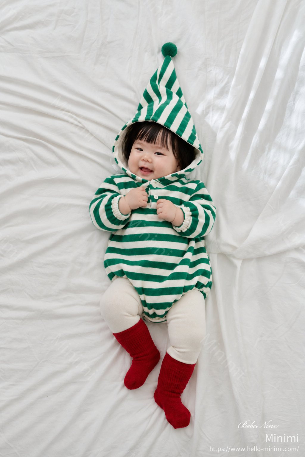 bebe nine Pointed-Hood Striped Romper 細節圖 12