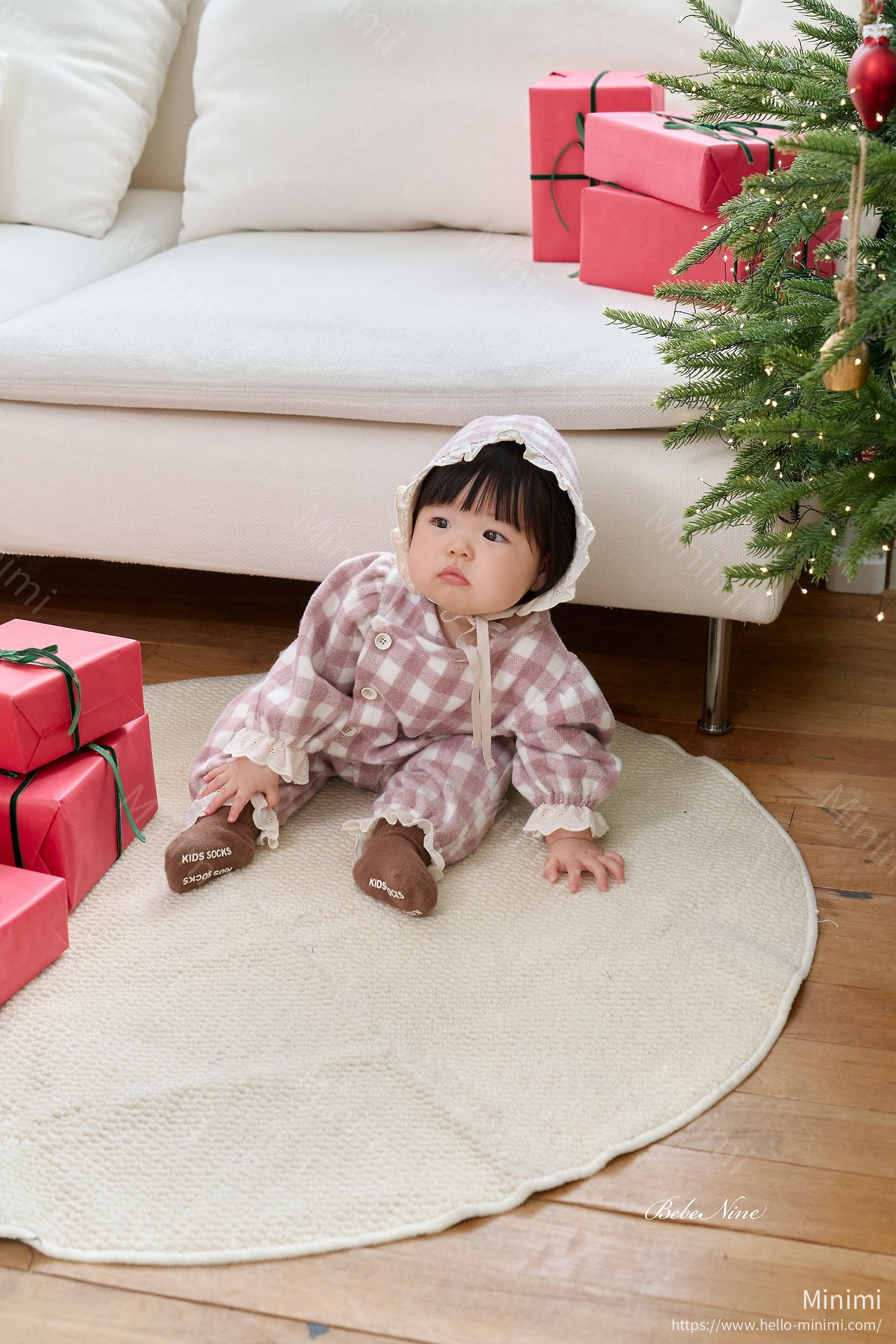 bebe nine Loopy Check Bonnet 細節圖 7