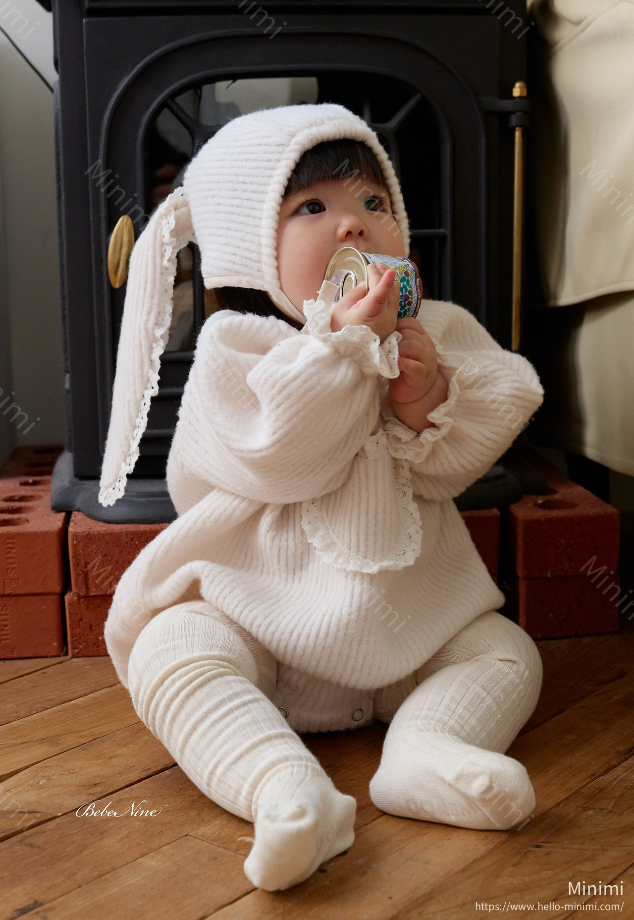 bebe nine Heart Brushed-Lining Frill Romper 細節圖 8