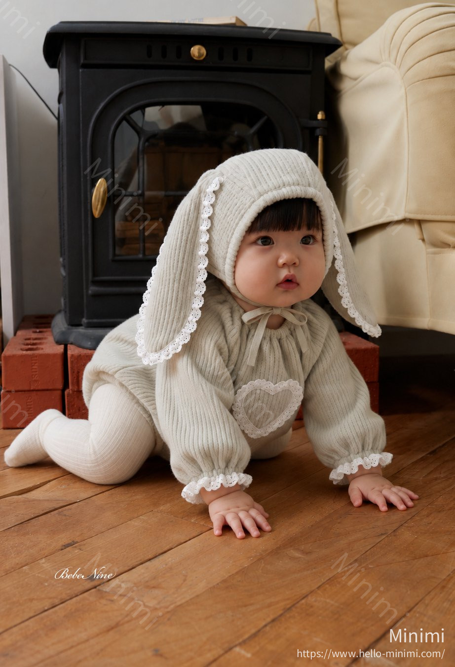 bebe nine Heart Brushed-Lining Frill Romper 細節圖 16