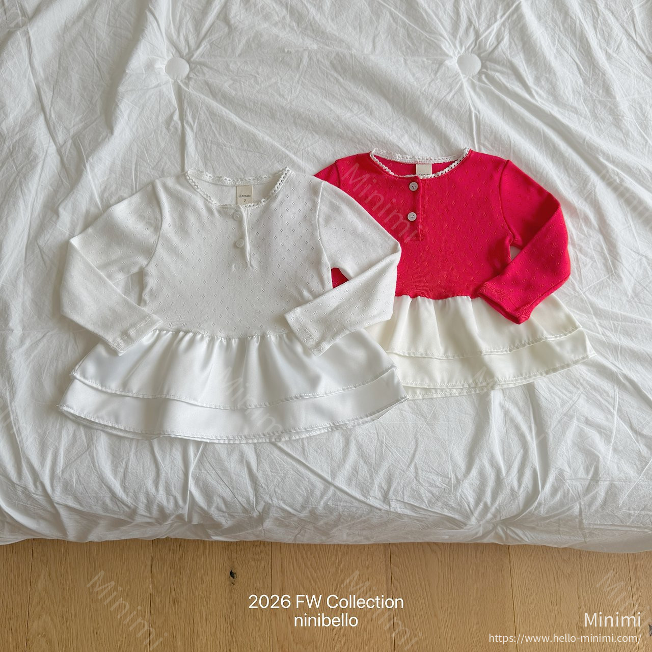 ninibello Eyelet Tulip Layered T-shirt - 韓國童裝代購主圖