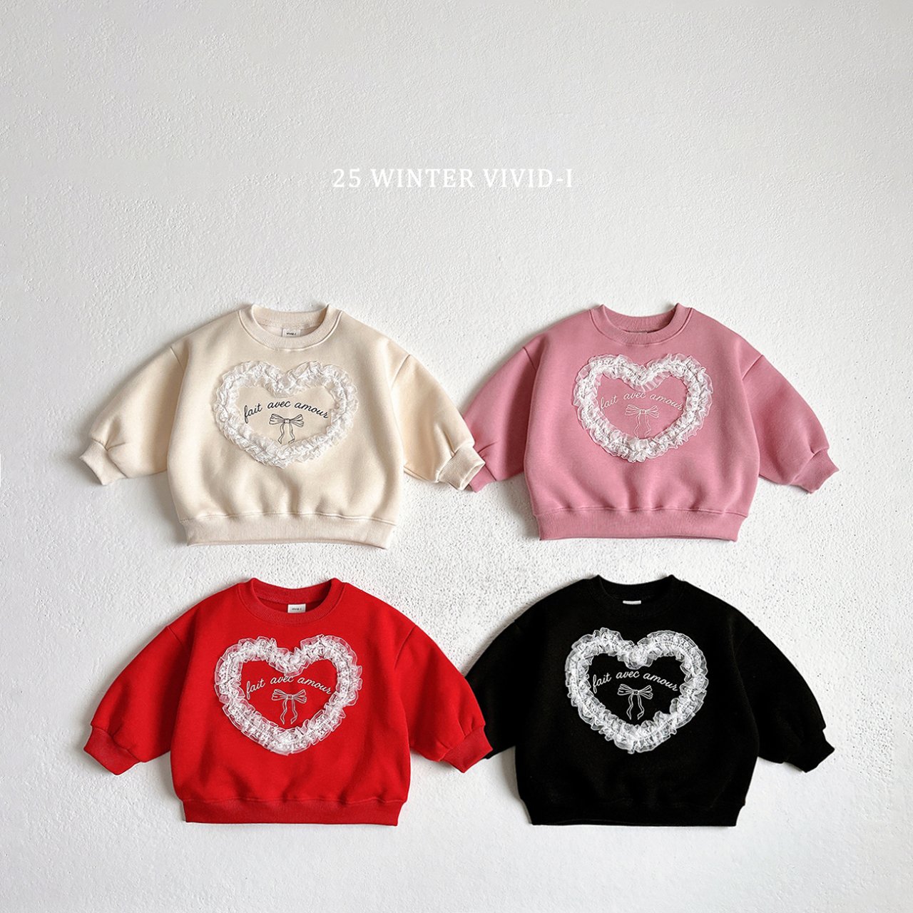 Lace Heart Fleece Sweatshirt