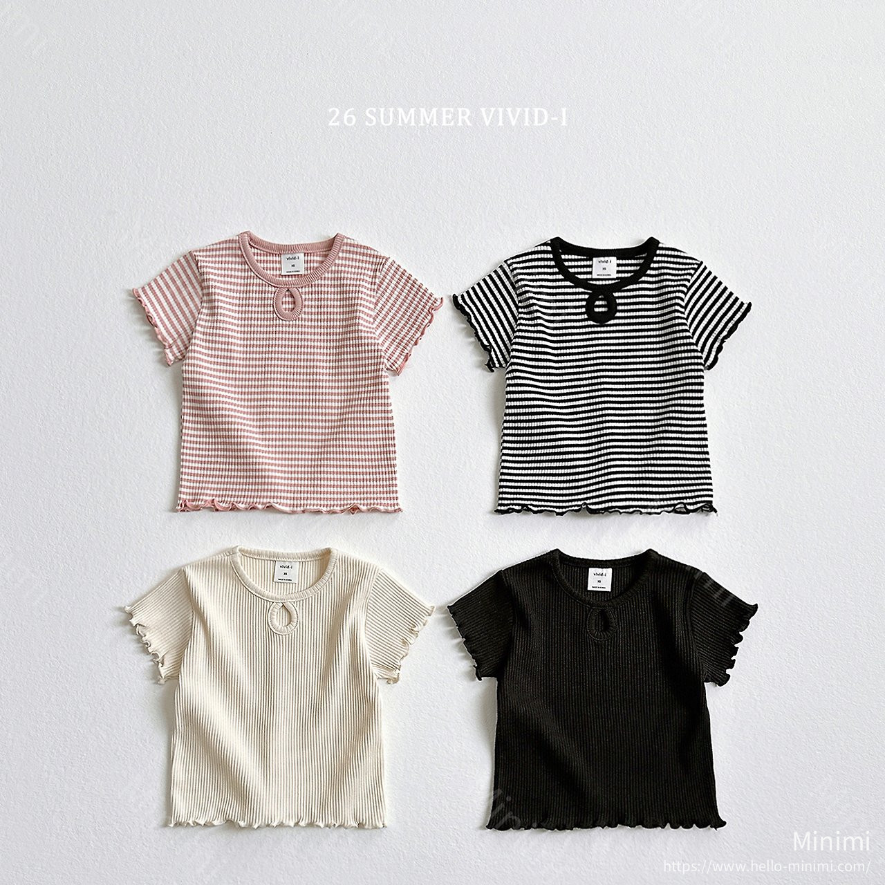 VIVID-I Fluted Hole T-Shirt - 韓國童裝代購主圖