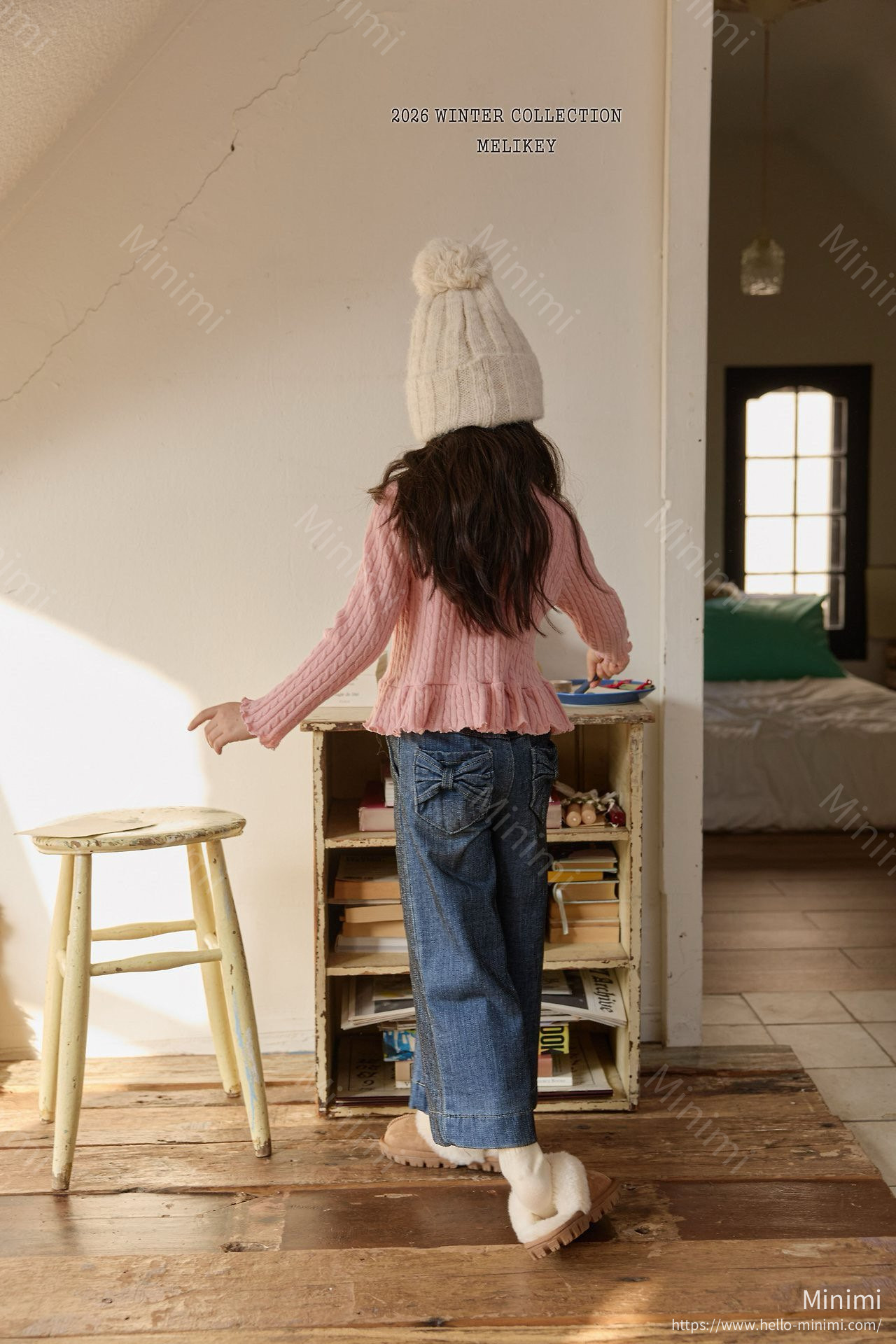 Melikey Velvet Ribbon Denim Pants 韓國童裝現貨