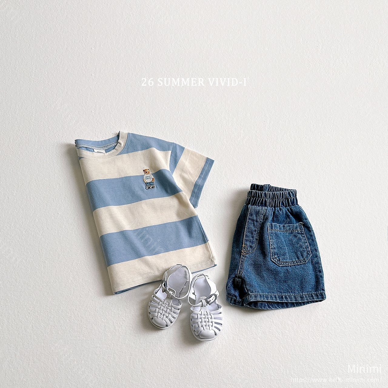 VIVID-I Thick Stripe Bear Embroidery T-Shirt 細節圖 9