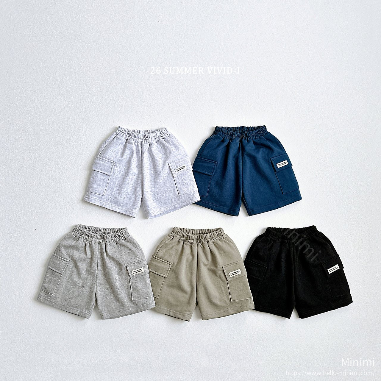 VIVID-I Label Cargo Shorts - 韓國童裝代購主圖