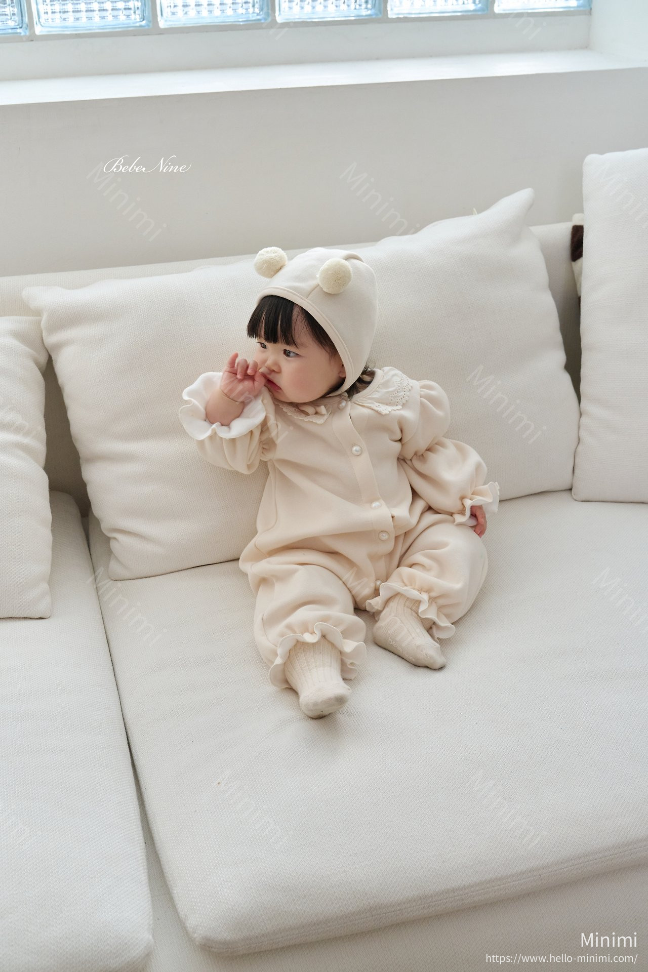 bebe nine Puff-Sleeve Lace Romper 細節圖 11
