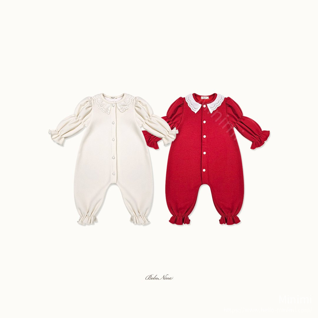 bebe nine Puff-Sleeve Lace Romper 細節圖 16