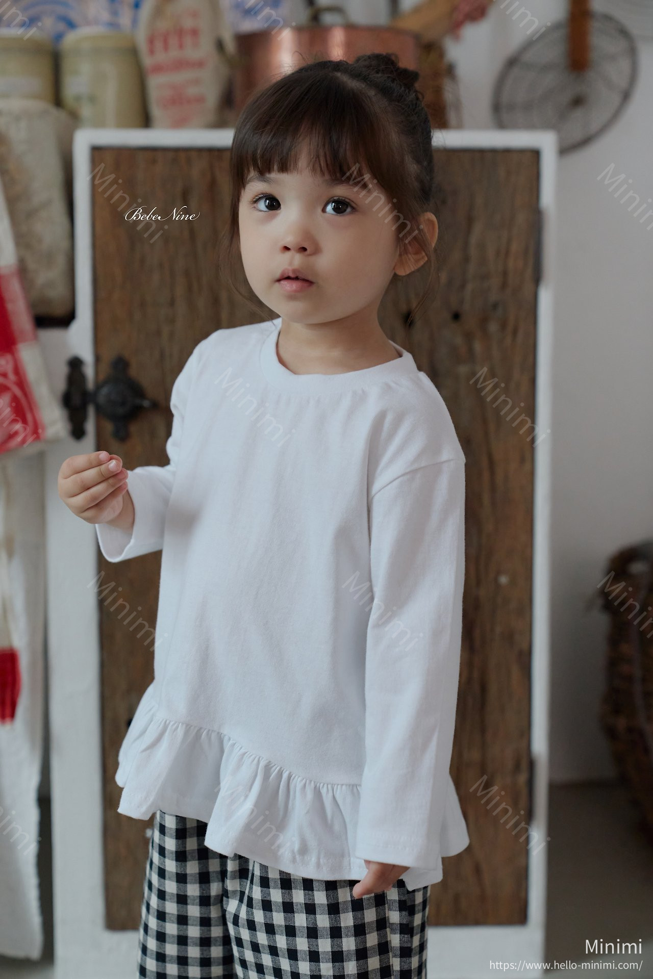 bebe nine Basic Ruffle Tee - 韓國童裝代購主圖