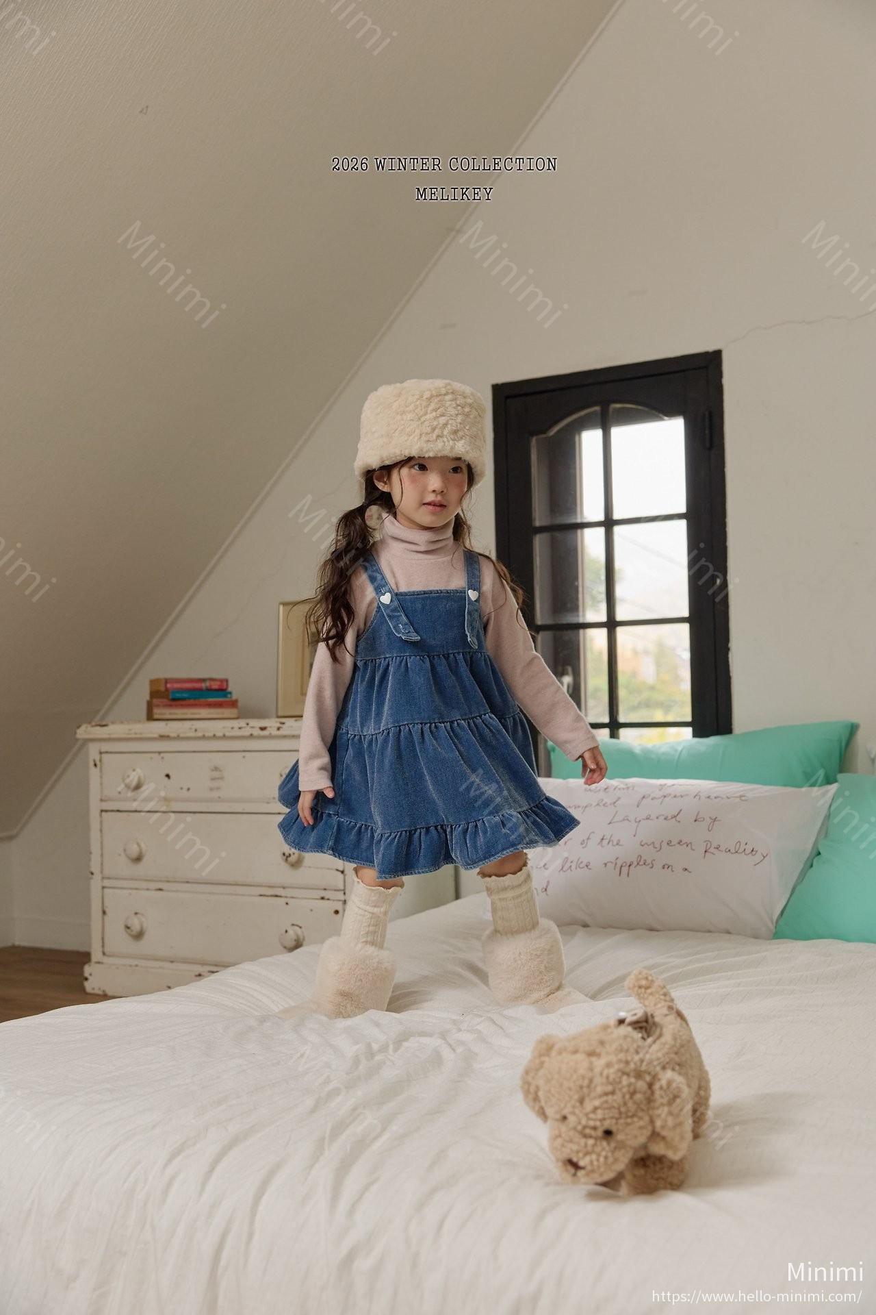 Melikey Tiered Velvet Denim Dress 細節圖 2