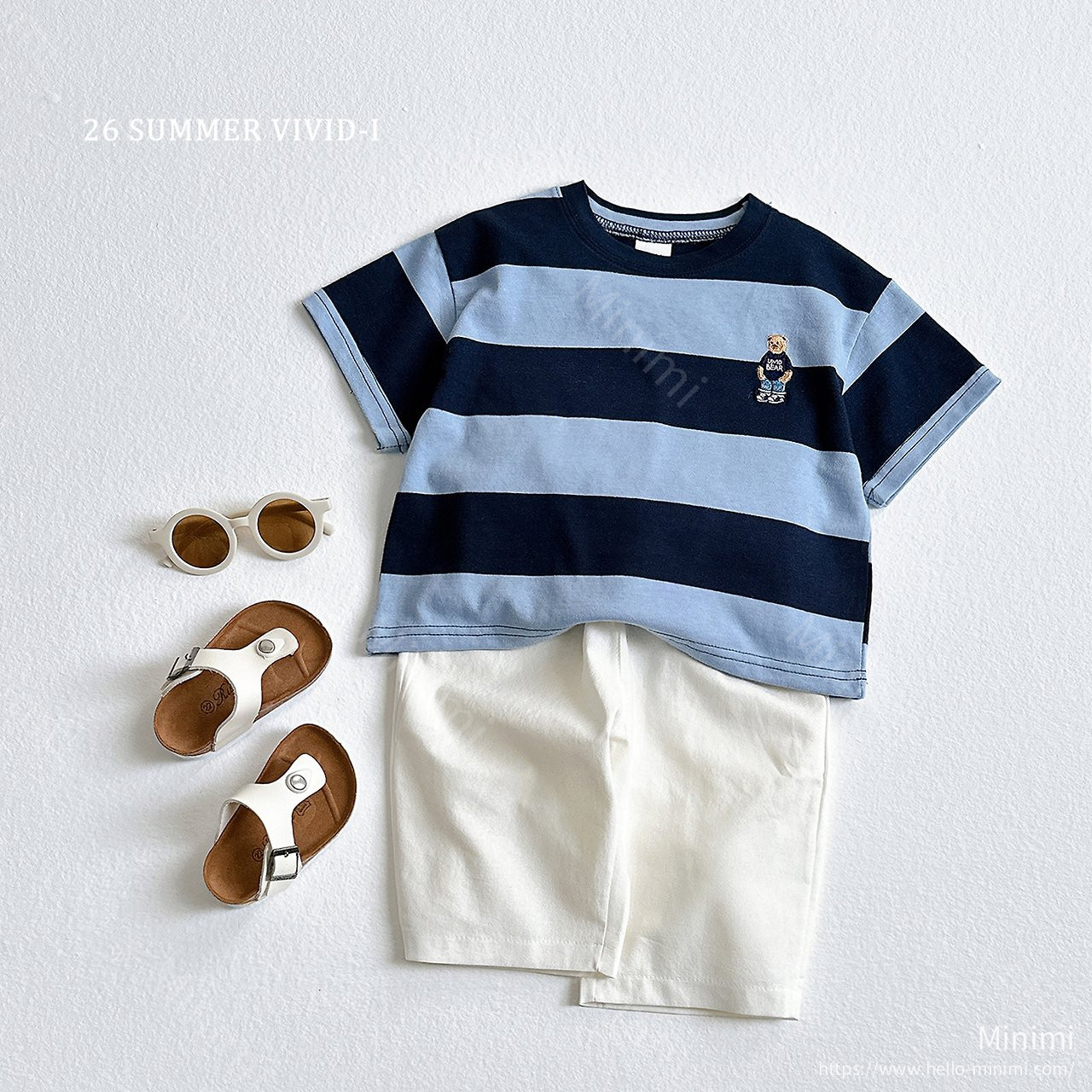 VIVID-I Thick Stripe Bear Embroidery T-Shirt 細節圖 18