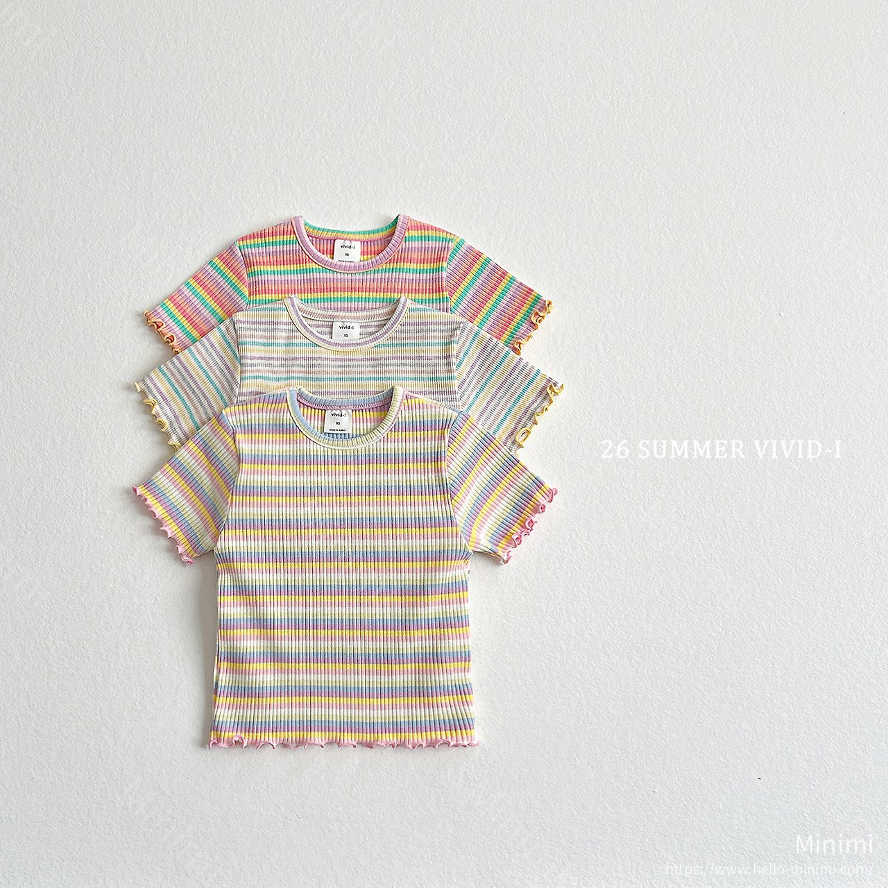 VIVID-I Rainbow Ribbed Fluted T-Shirt 細節圖 1