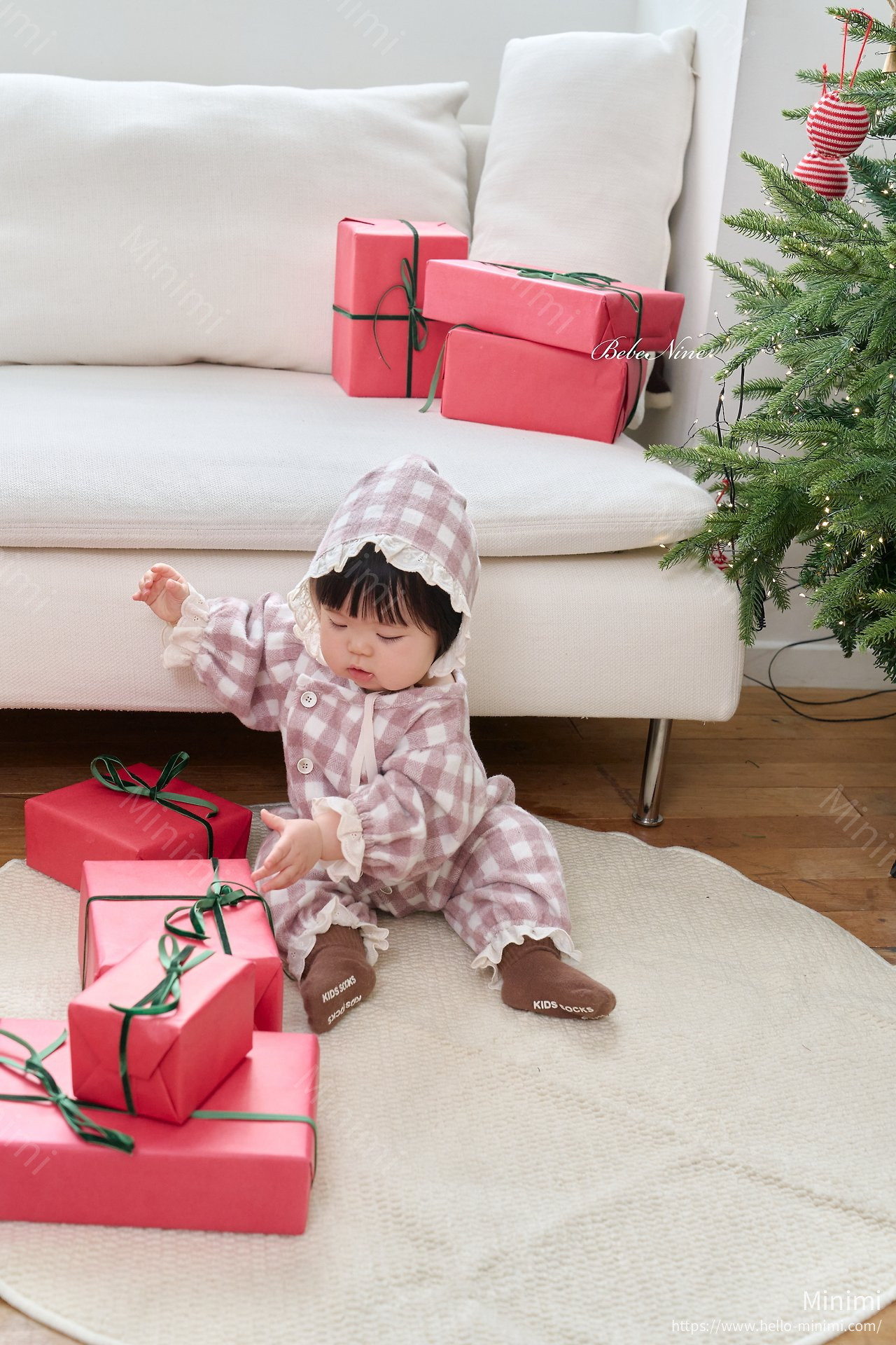 bebe nine Loopy Check Bonnet 細節圖 11