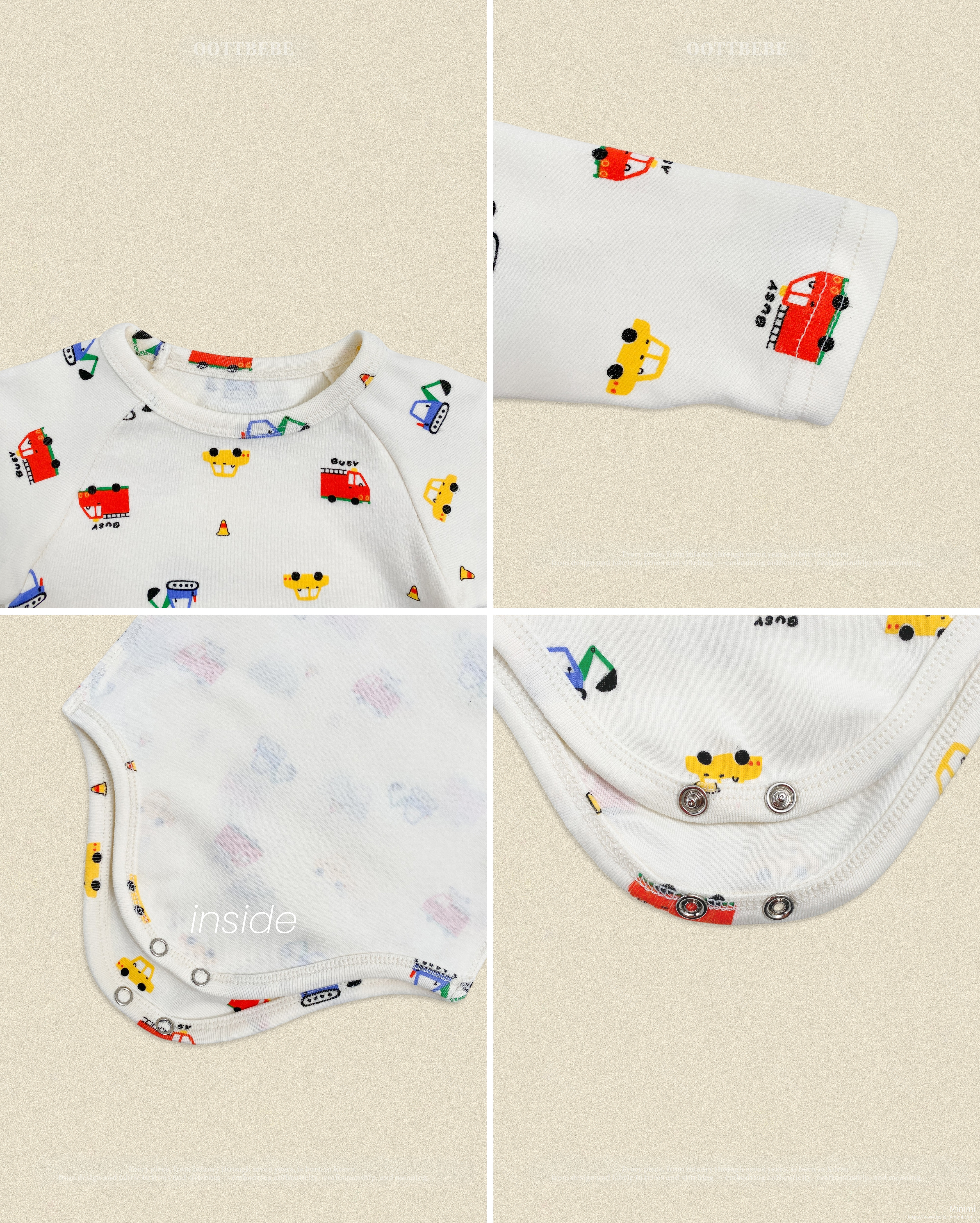 oott bebe Car Bodysuit + Bonnet Set 細節圖 6