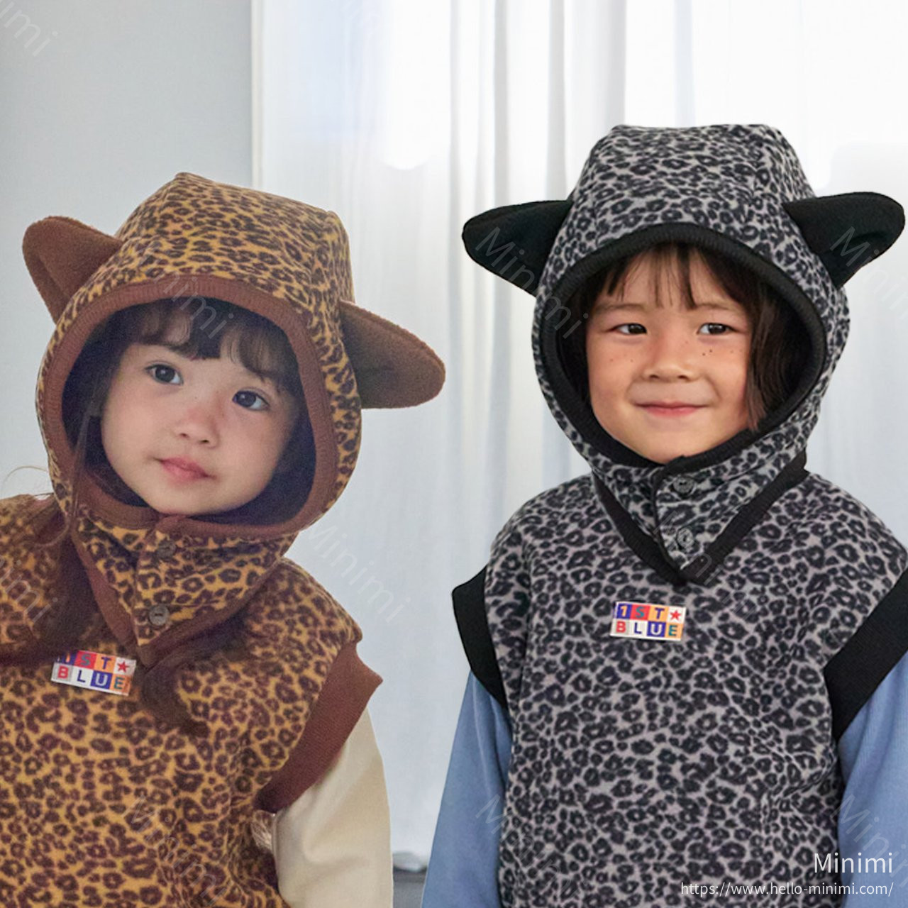 1st BLUE Leopard Warmer Hat 韓國童裝現貨