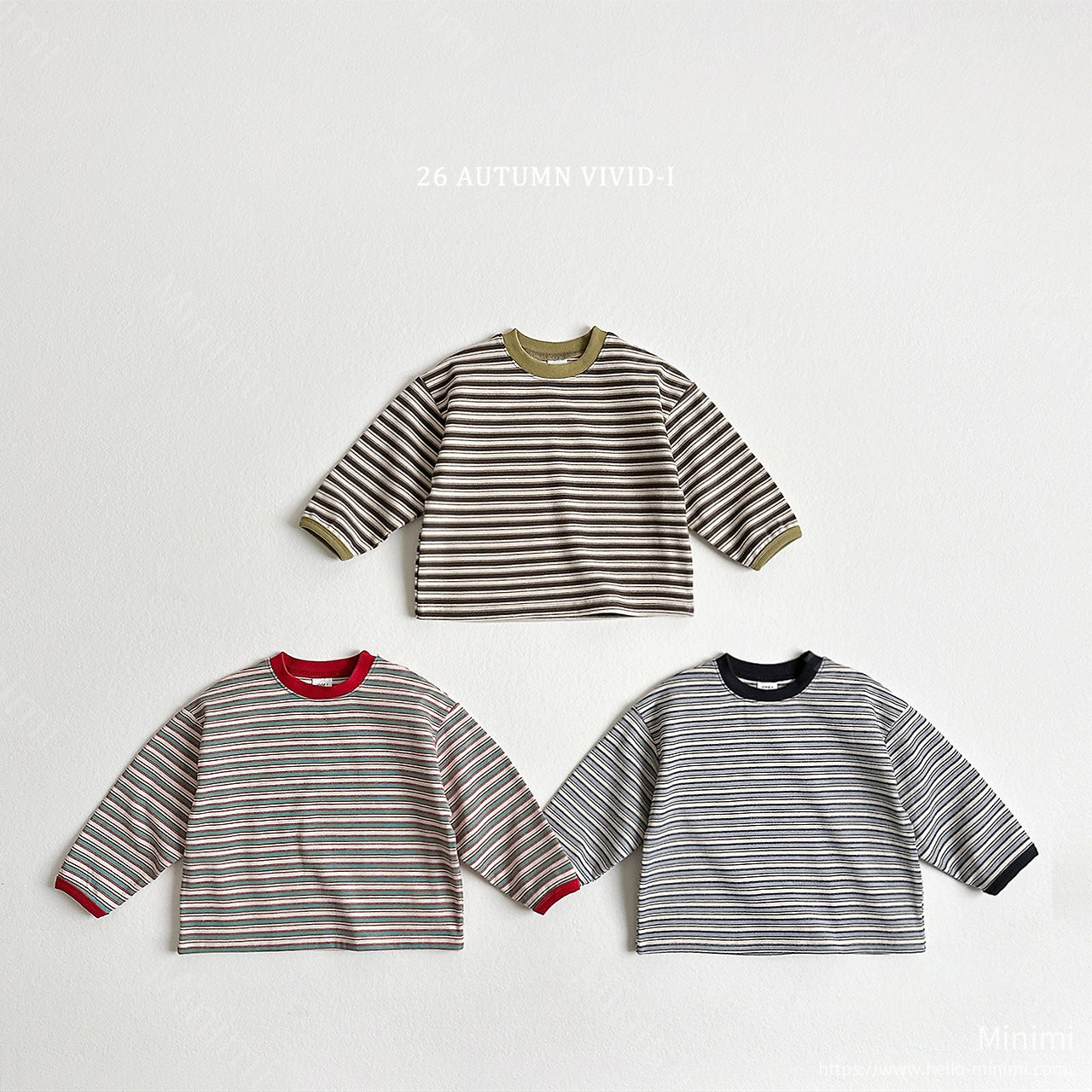 VIVID-I Color Block Multi Stripe T-shirt - 韓國童裝代購主圖