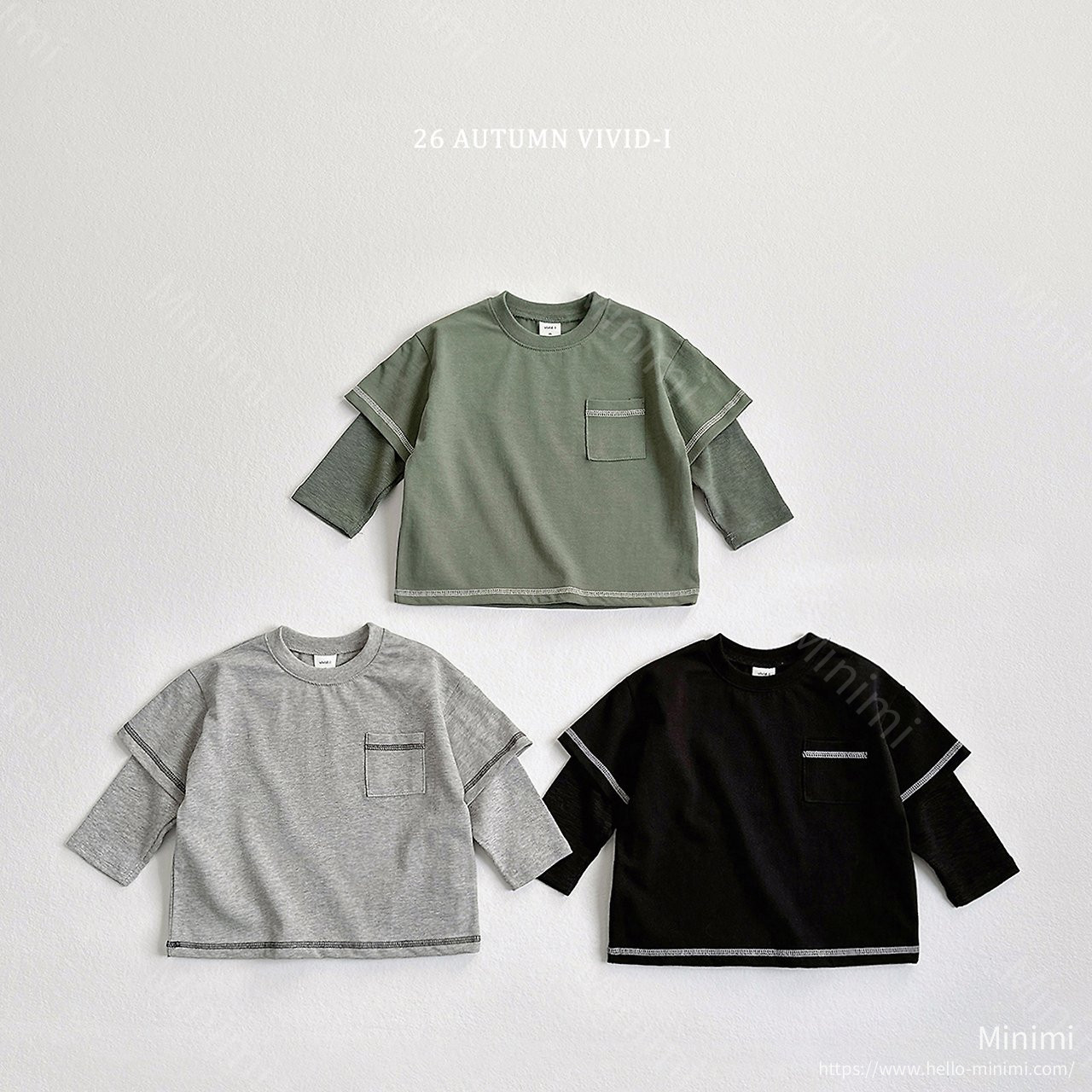 VIVID-I Stitch Layered T-shirt - 韓國童裝代購主圖