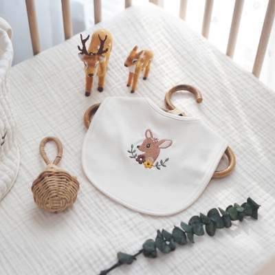 [Organic] Flower Deer (Face) Bib