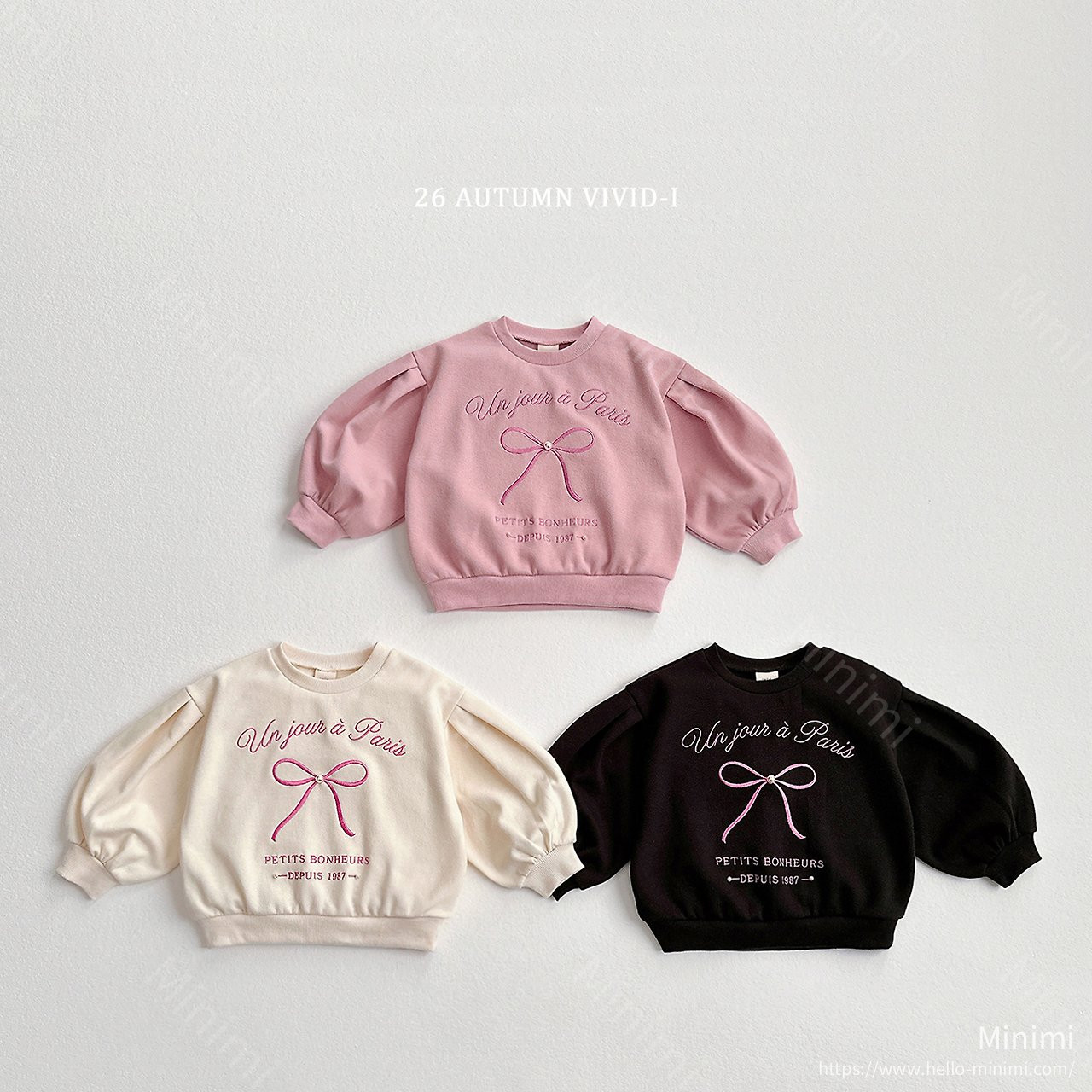 Ribbon Pearl Puff Sweatshirt