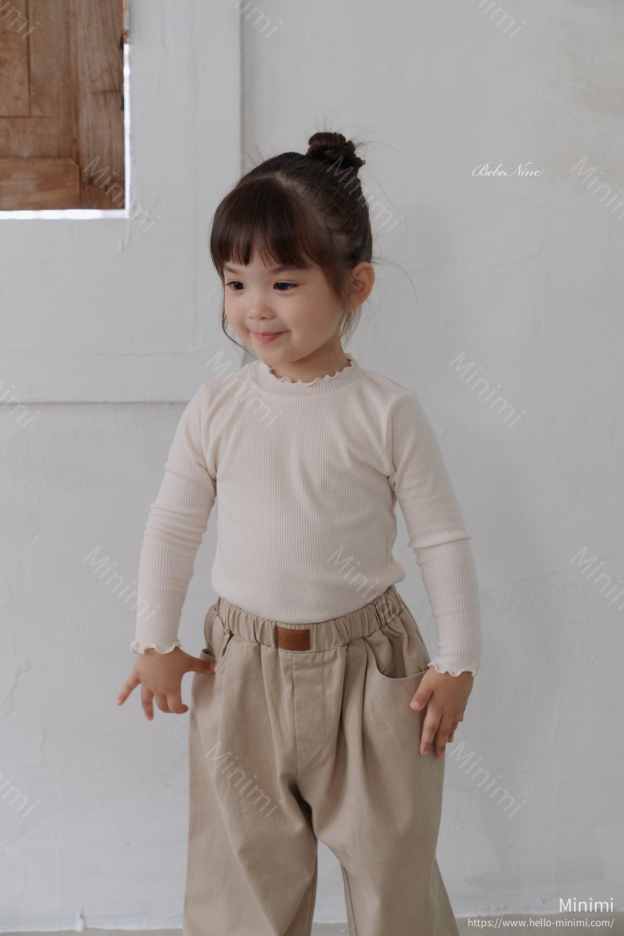 bebe nine Soft Ruffle Rib Tee - 韓國童裝代購主圖