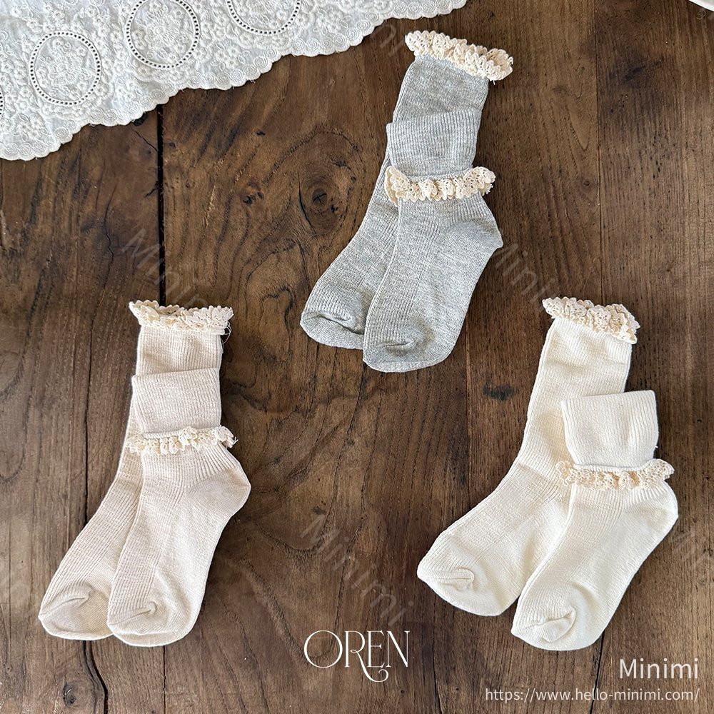 Oren Olive Long Lace Socks - 韓國童裝代購主圖