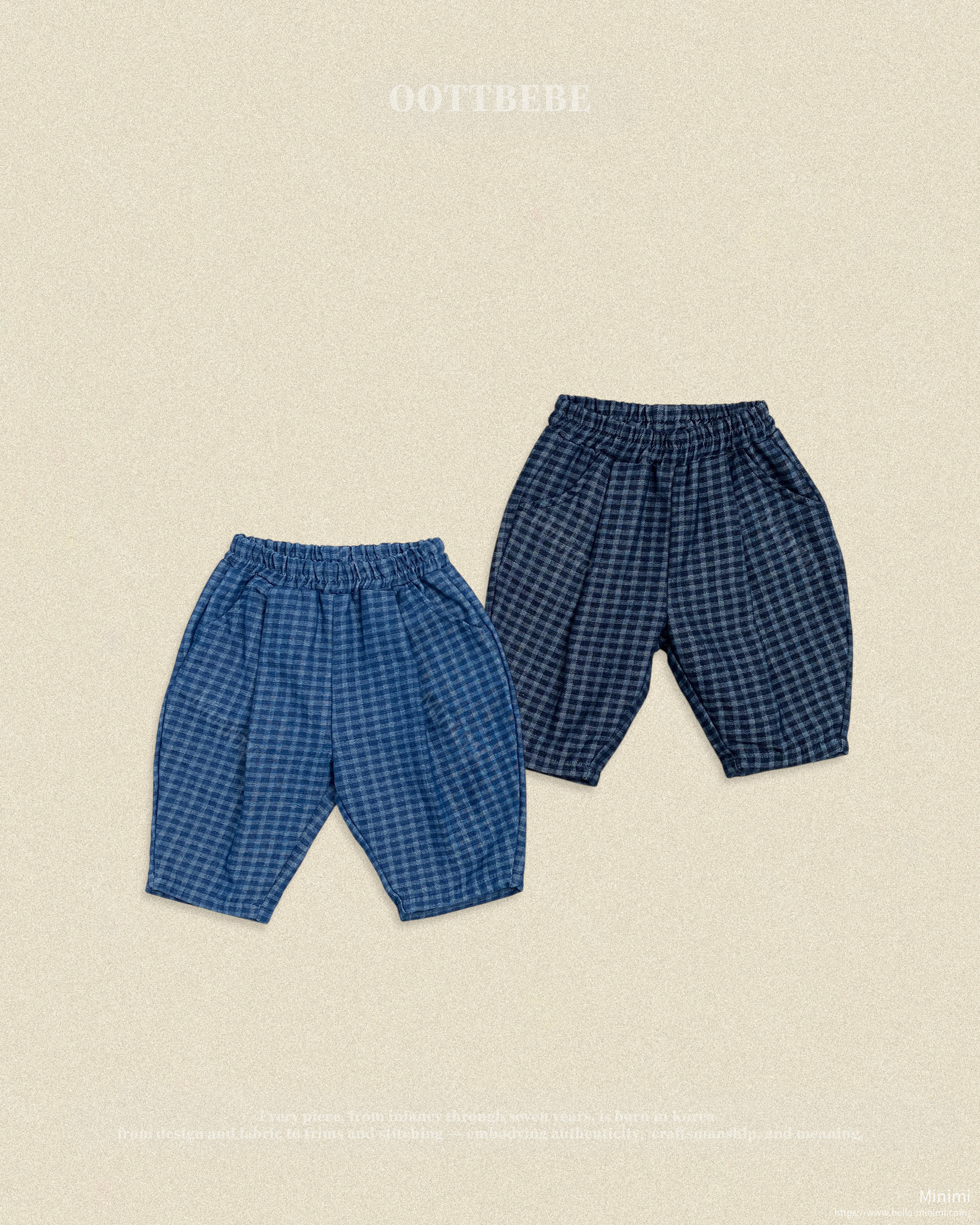 oott bebe Denim Check Pants 韓國童裝現貨