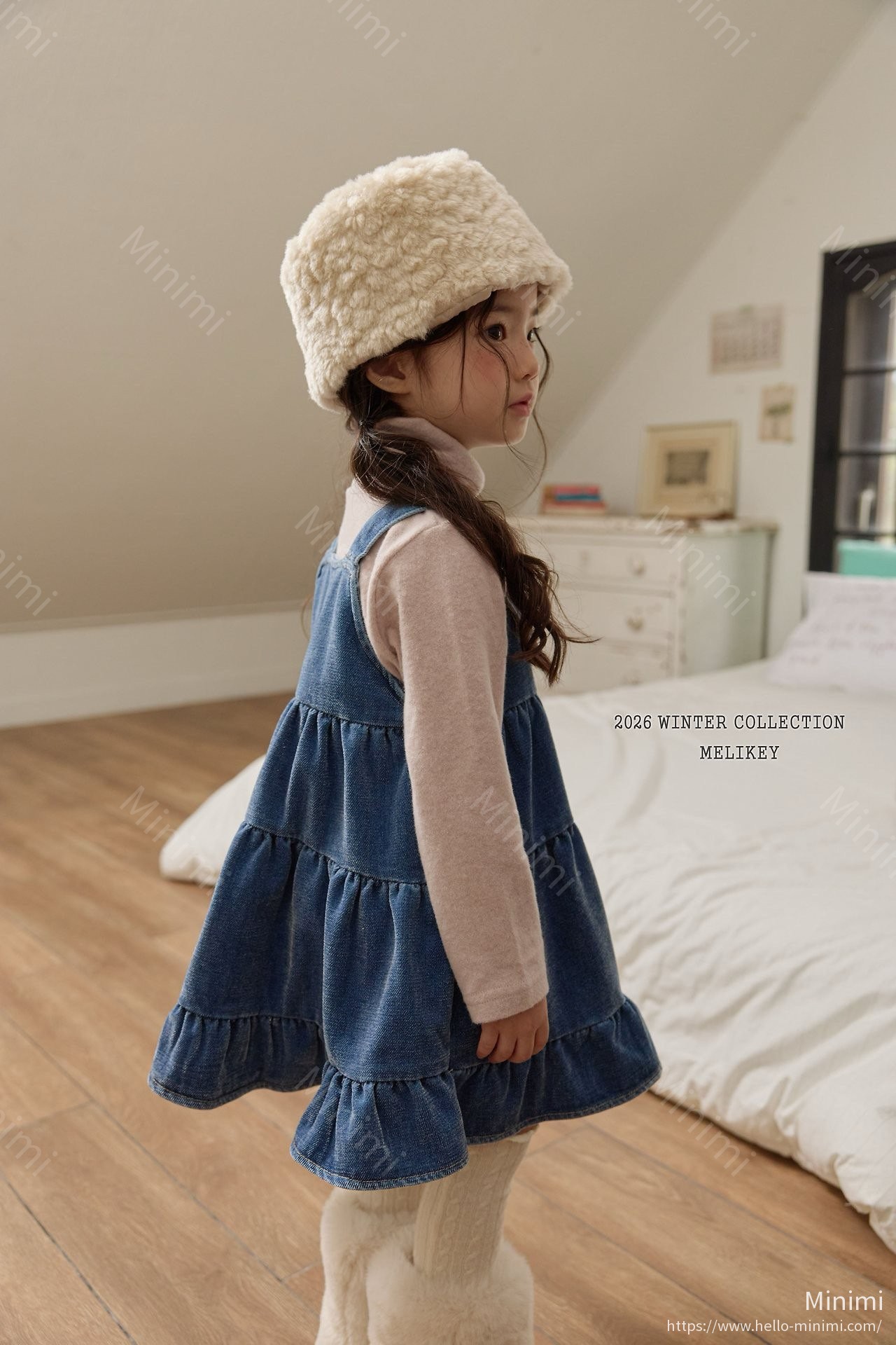 Melikey Tiered Velvet Denim Dress 細節圖 6
