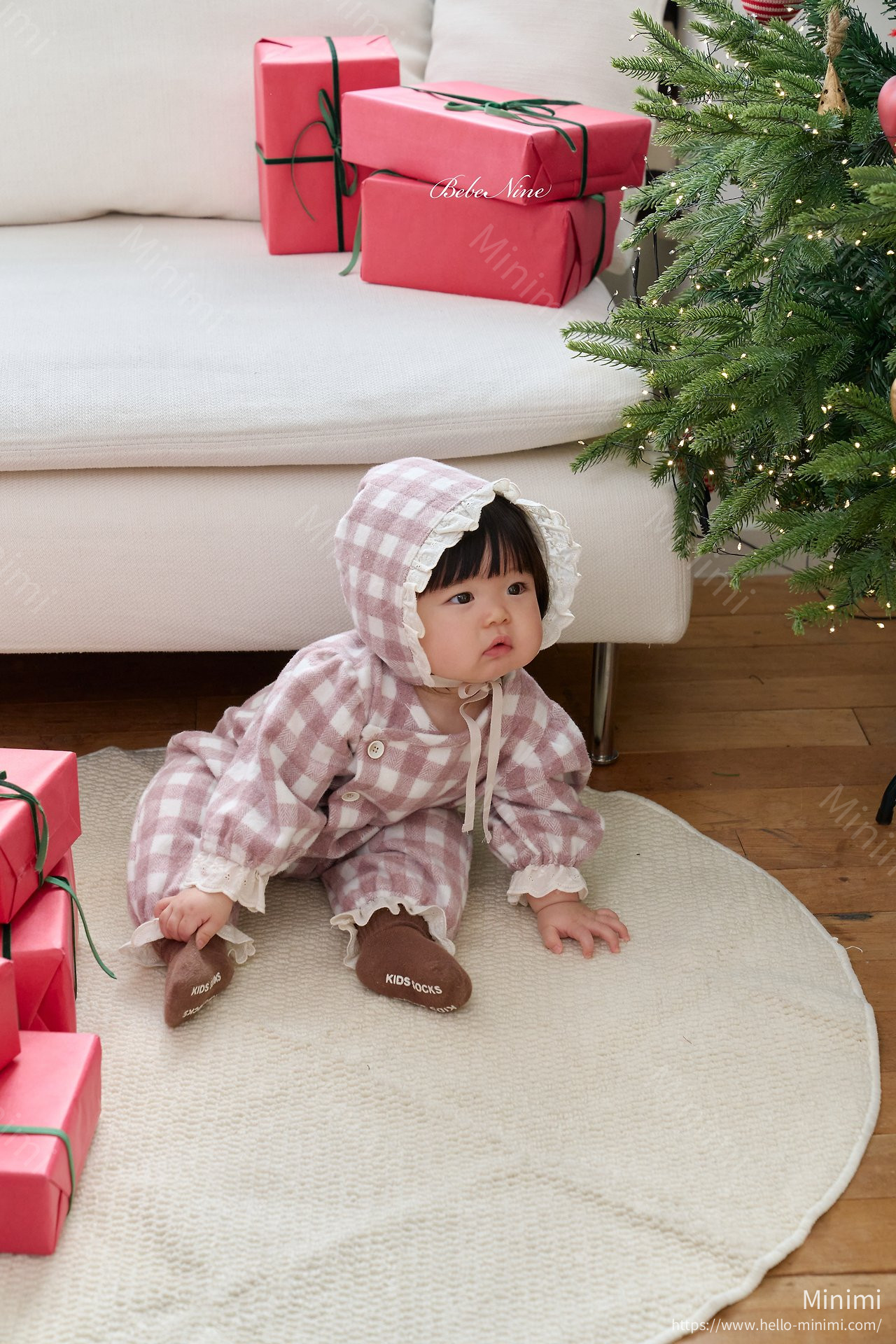 bebe nine Loopy Check Bonnet 細節圖 4
