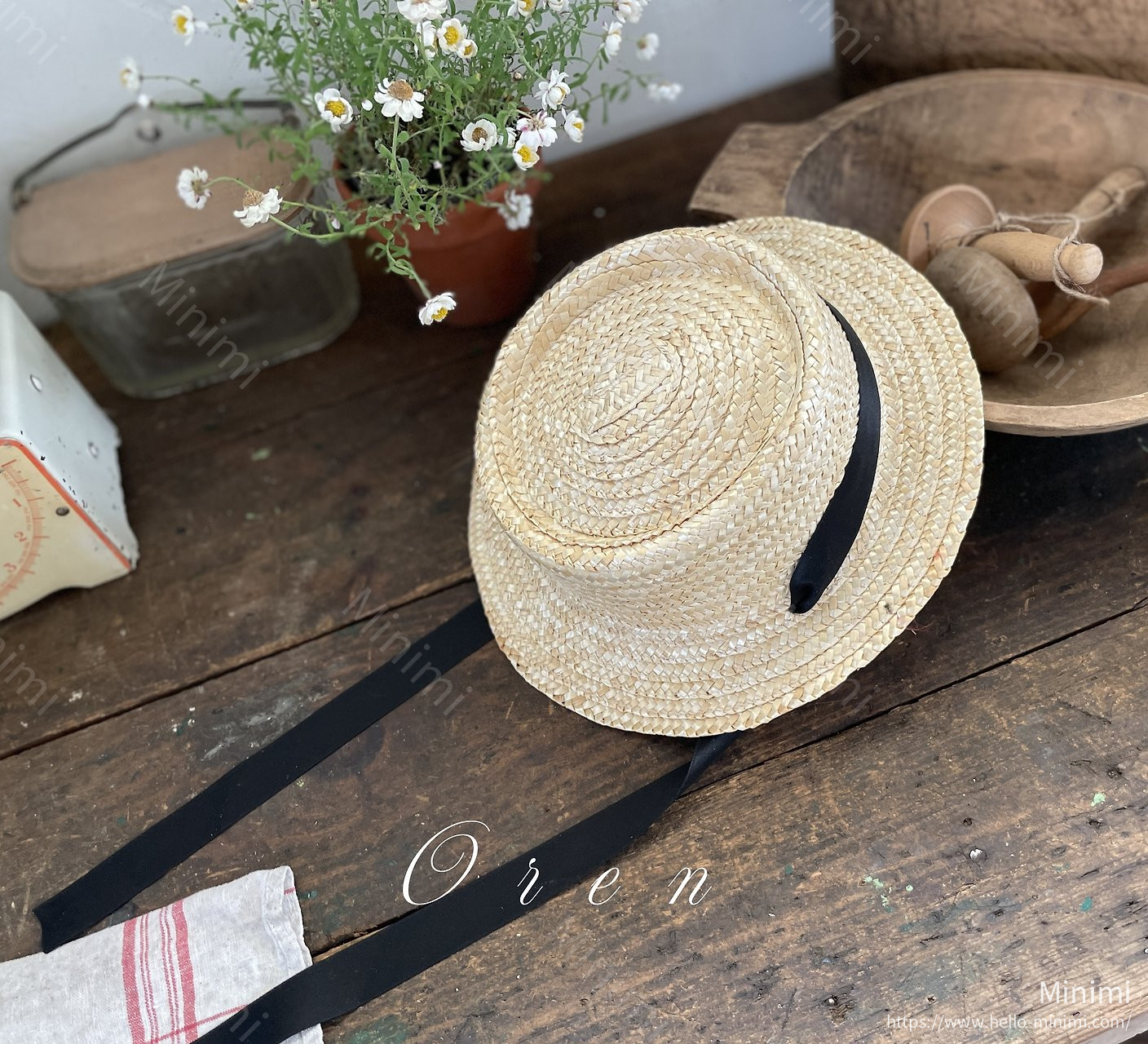 Enzo Black Ribbon Straw Hat