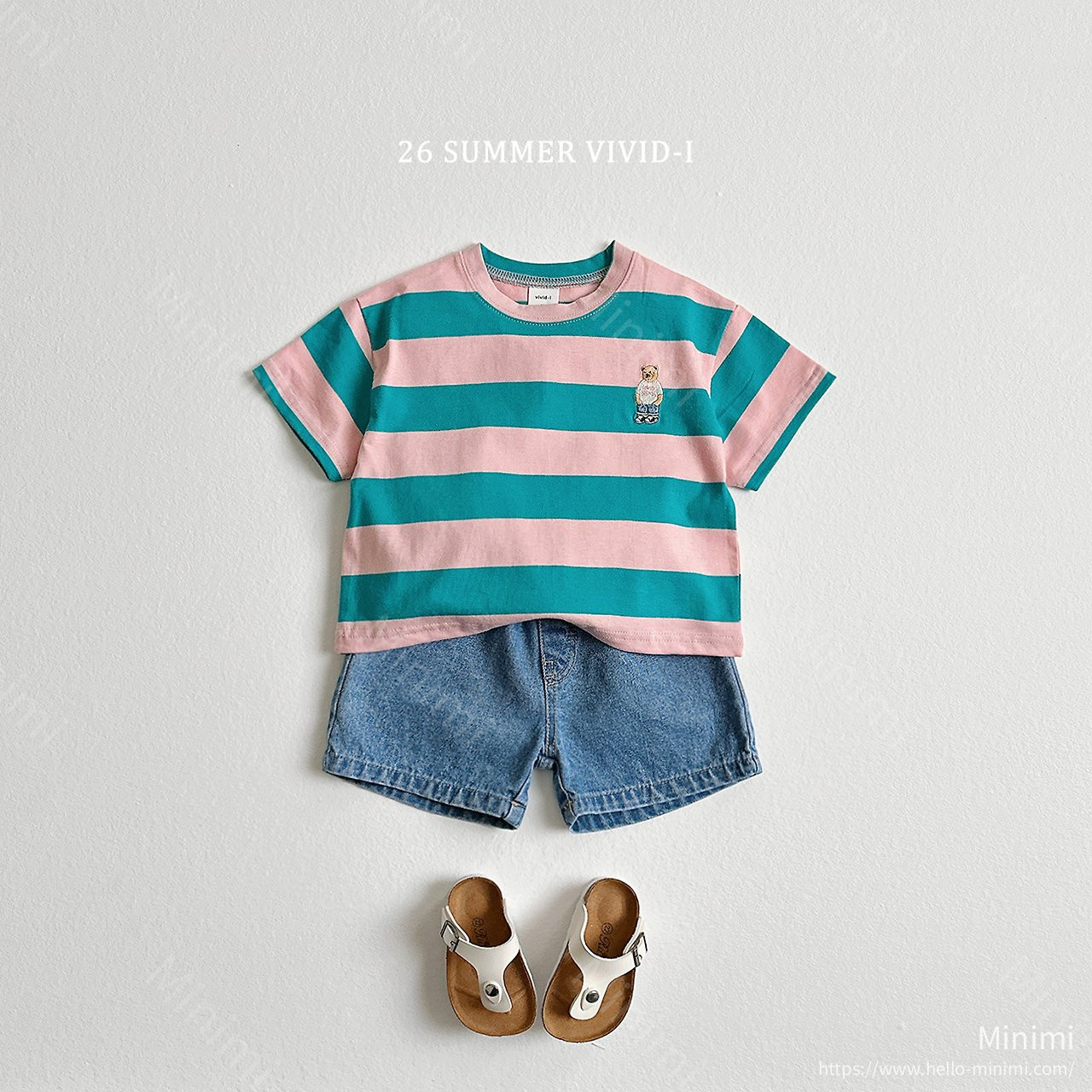 VIVID-I Thick Stripe Bear Embroidery T-Shirt 細節圖 13