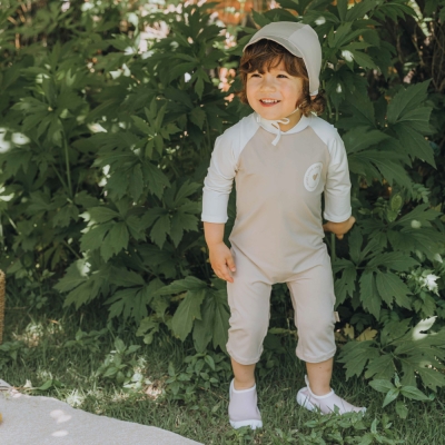 [UPF50+] Koongs Koongs [All-in-One] Colin (Beige) Rash Guard Set