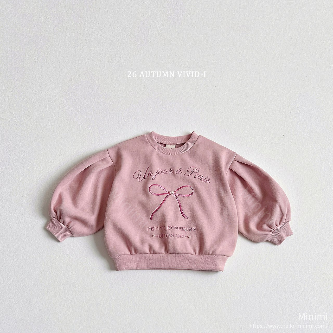 VIVID-I Ribbon Pearl Puff Sweatshirt 細節圖 2